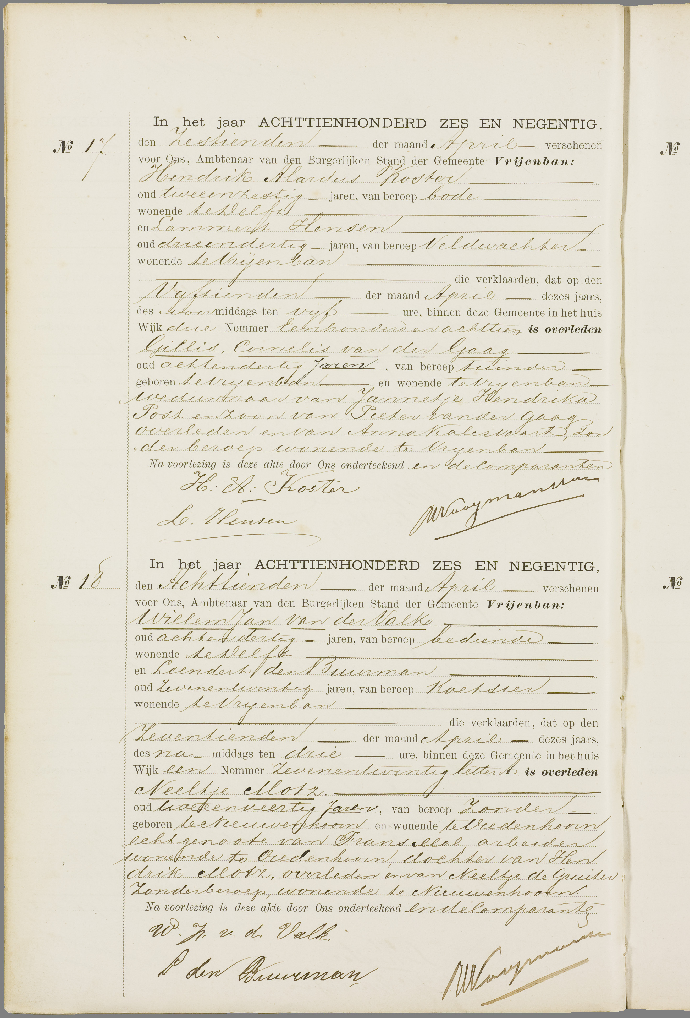 Scan 113 uit het bronpakket: Vrijenban: overlijdensakten 1893–1902