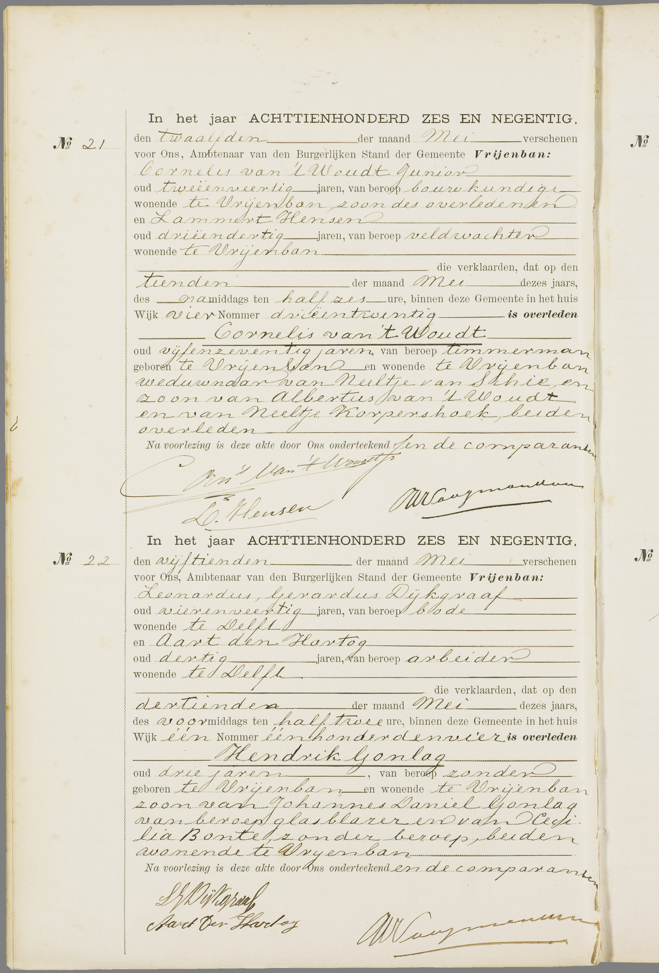 Scan 115 uit het bronpakket: Vrijenban: overlijdensakten 1893–1902