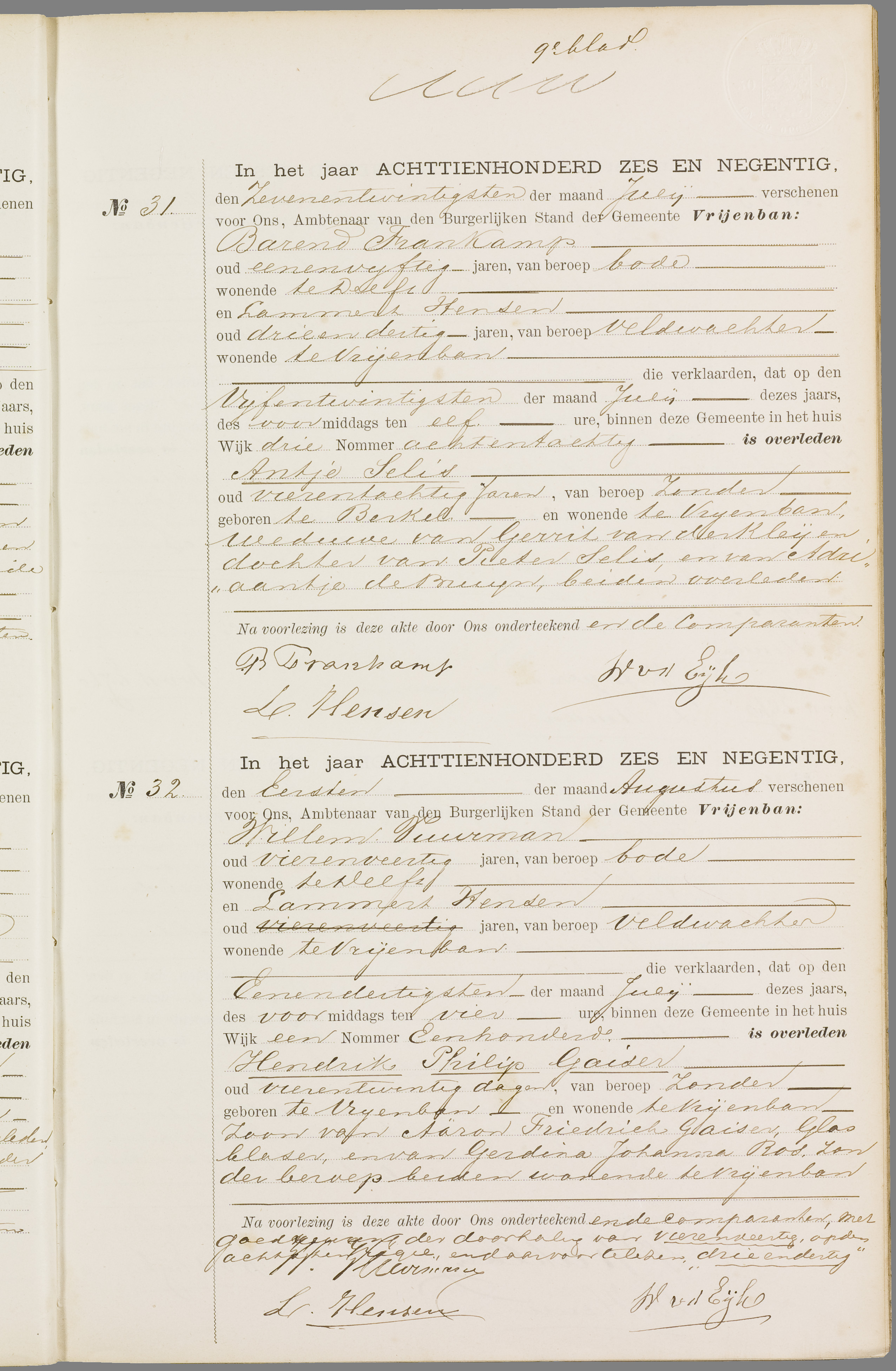 Scan 120 uit het bronpakket: Vrijenban: overlijdensakten 1893–1902