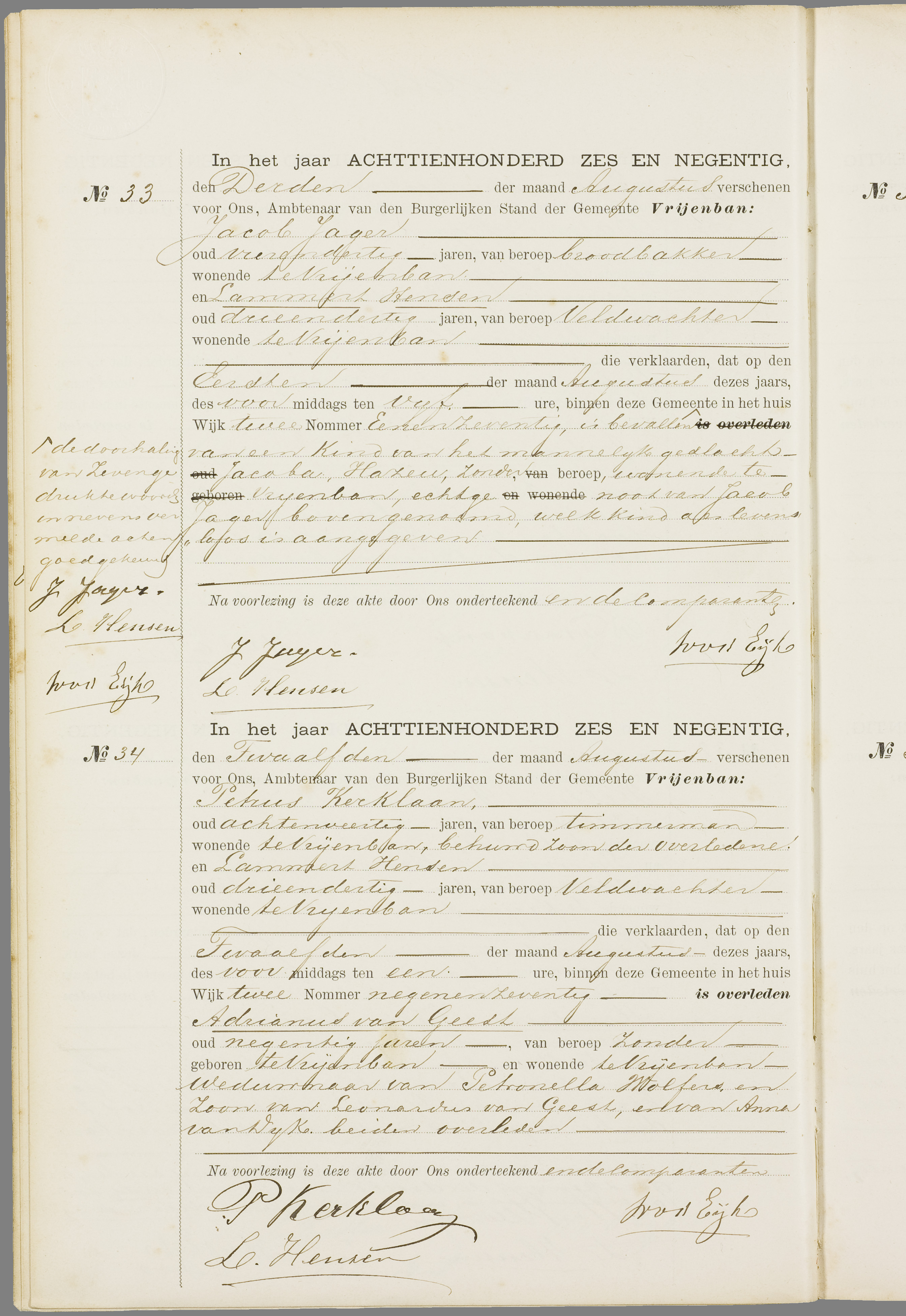 Scan 121 uit het bronpakket: Vrijenban: overlijdensakten 1893–1902