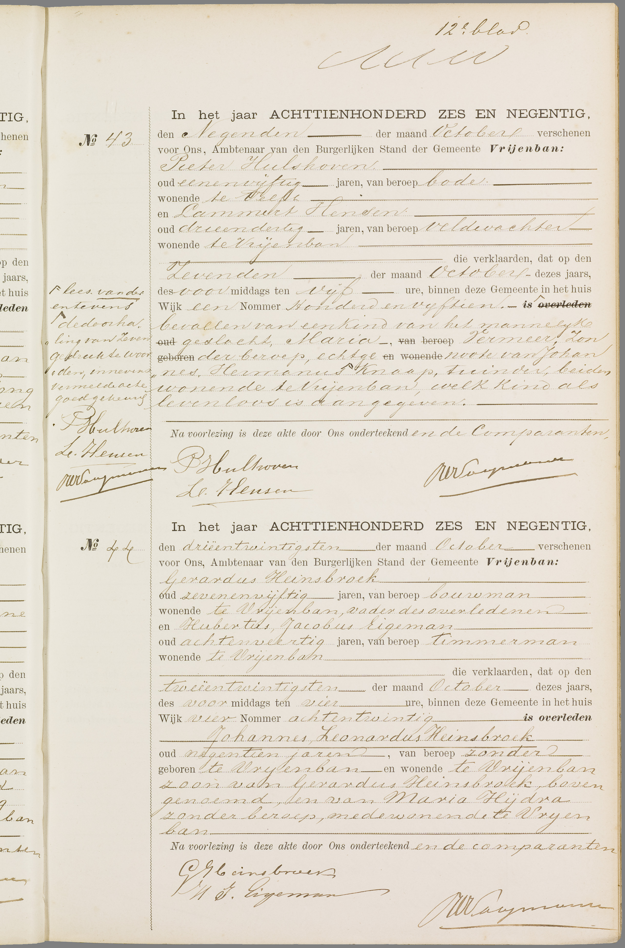 Scan 126 uit het bronpakket: Vrijenban: overlijdensakten 1893–1902