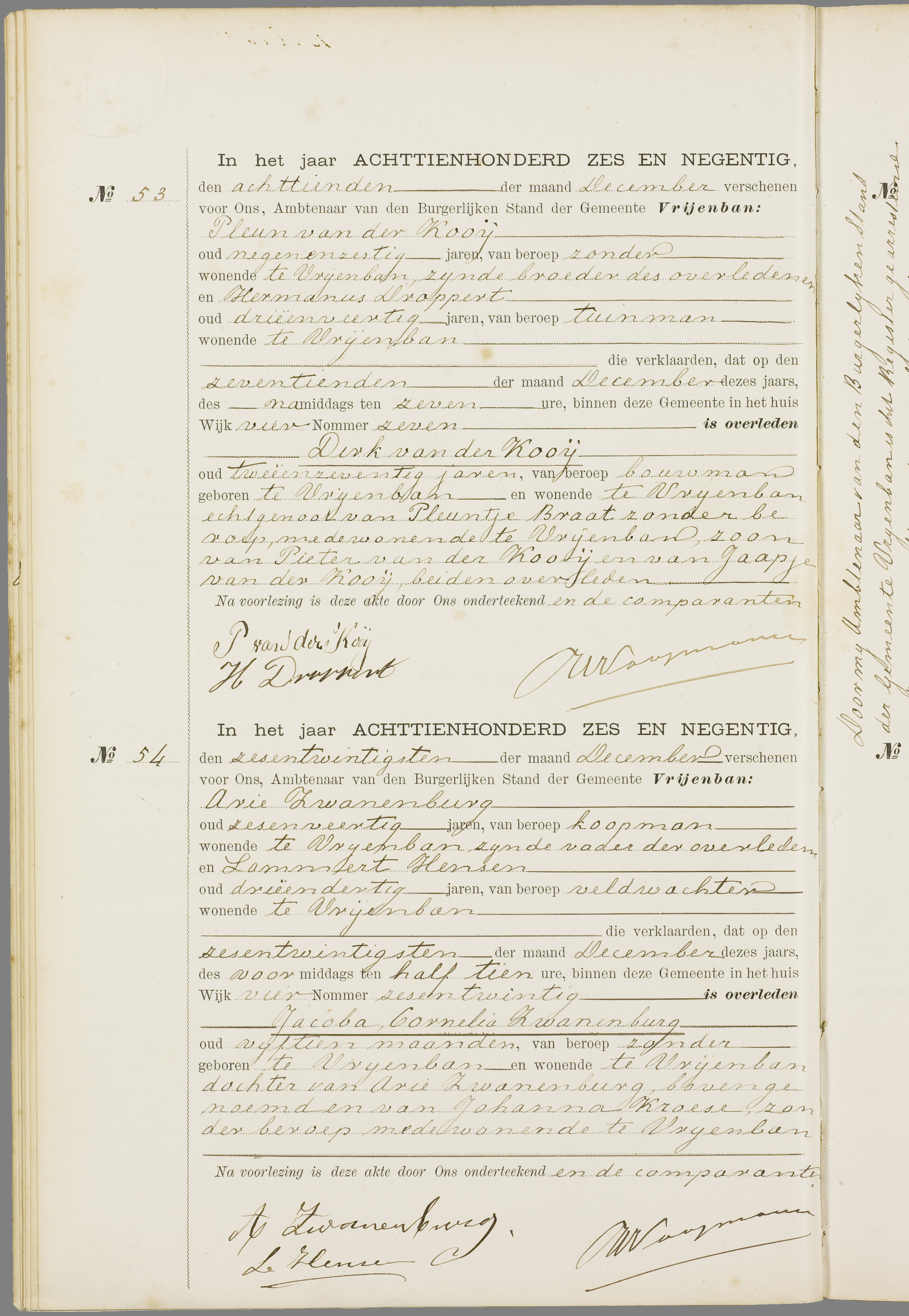 Scan 131 uit het bronpakket: Vrijenban: overlijdensakten 1893–1902