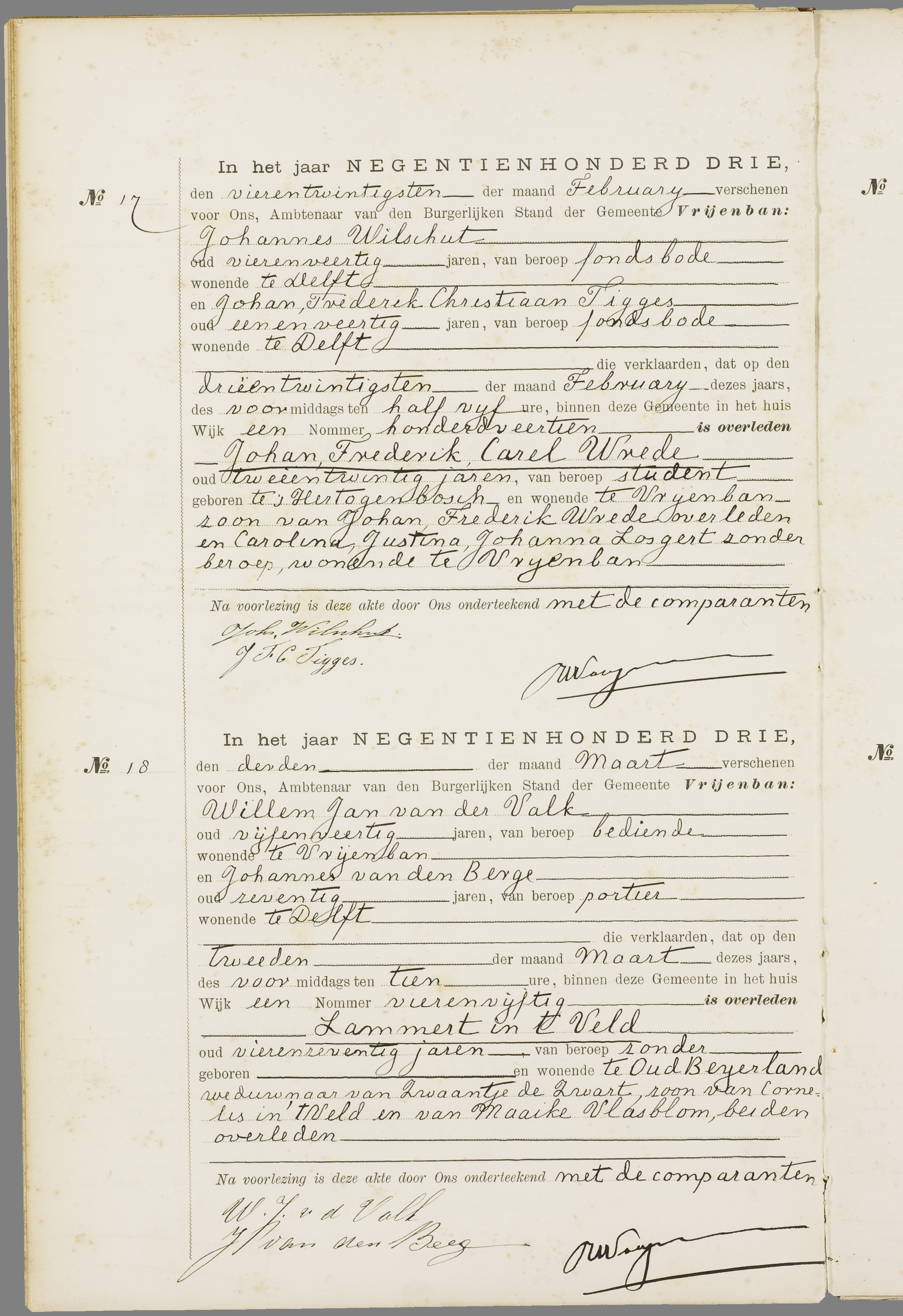 Scan 11 uit het bronpakket: Vrijenban: overlijdensakten 1903–1912