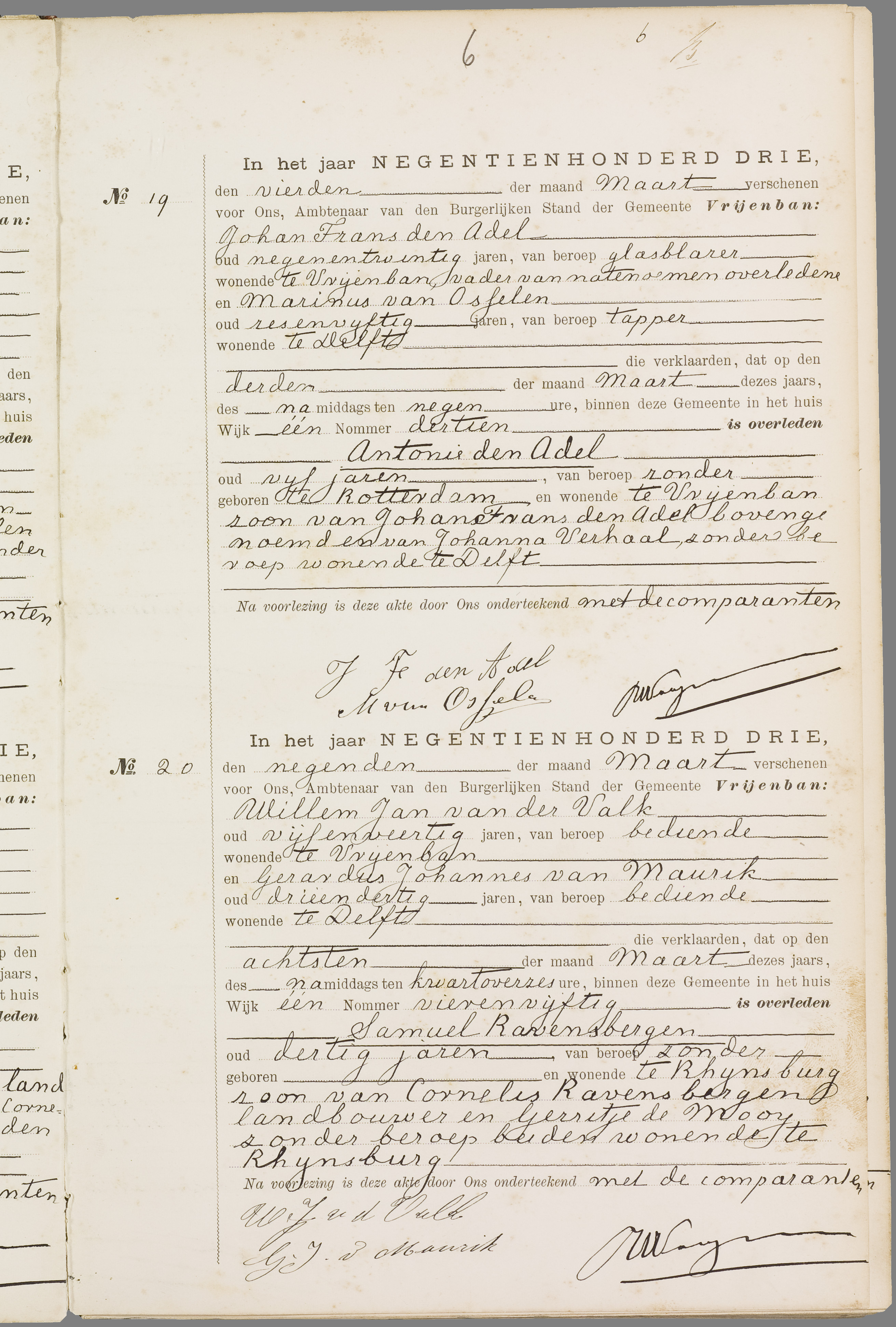 Scan 12 uit het bronpakket: Vrijenban: overlijdensakten 1903–1912