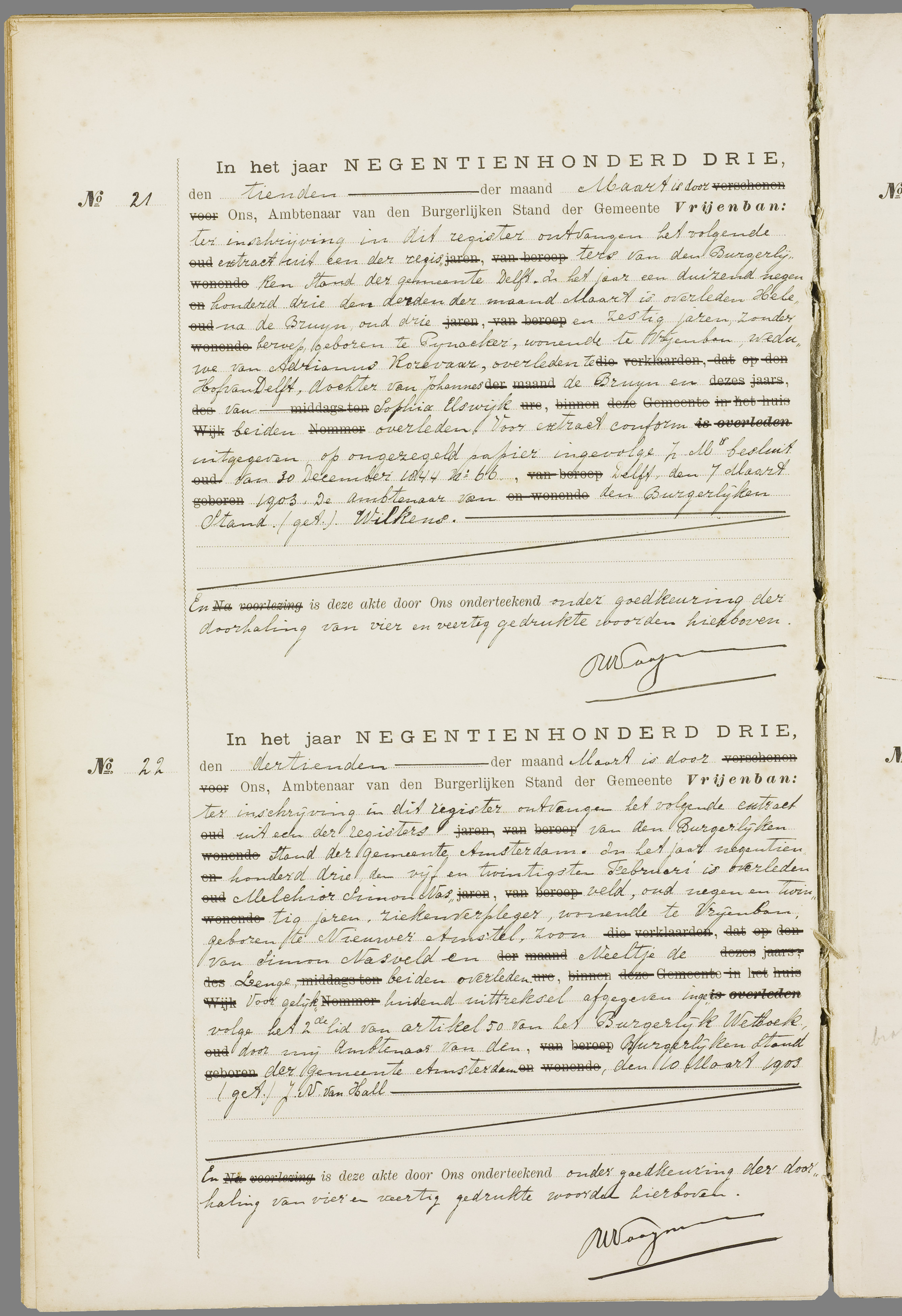 Scan 13 uit het bronpakket: Vrijenban: overlijdensakten 1903–1912