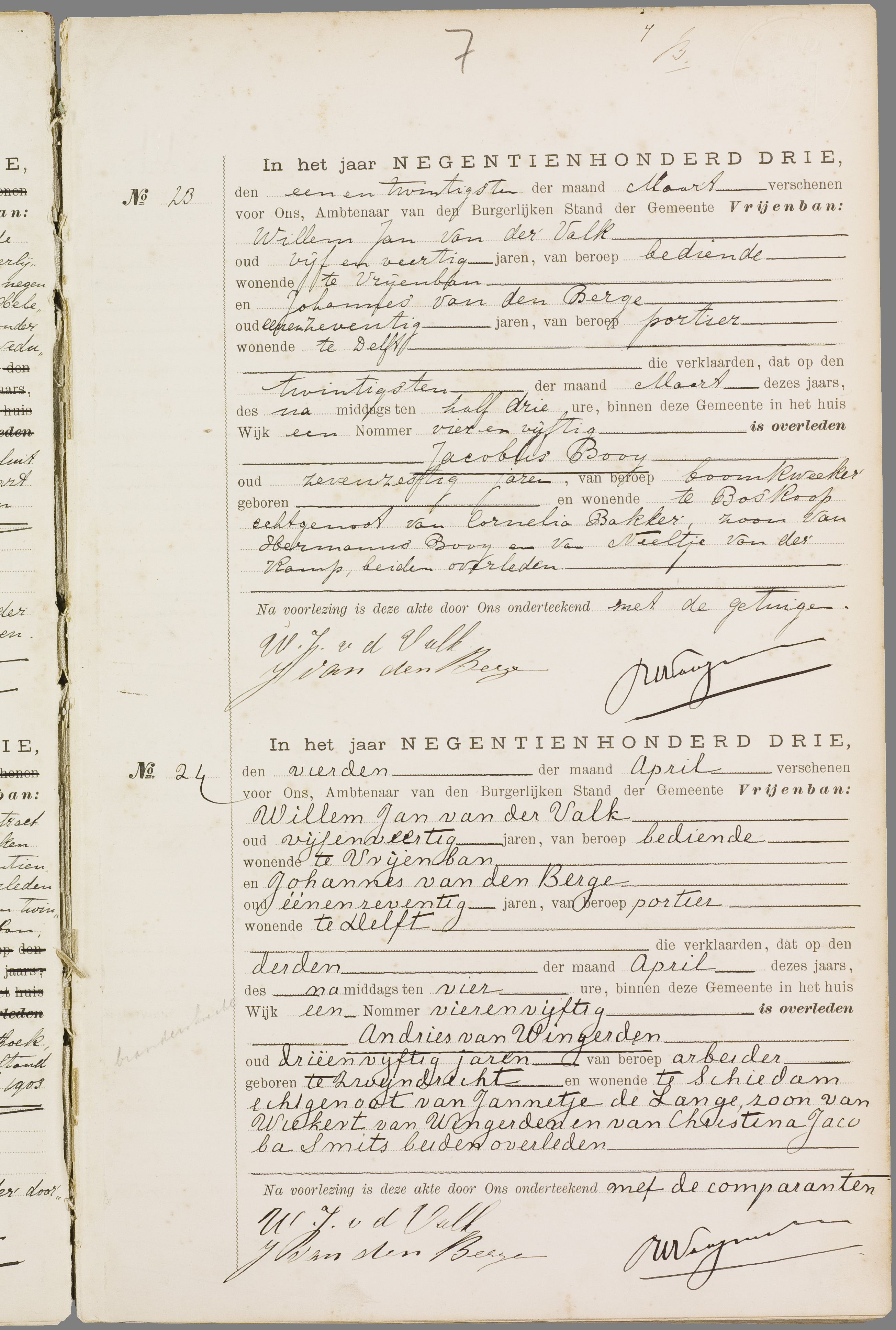 Scan 14 uit het bronpakket: Vrijenban: overlijdensakten 1903–1912