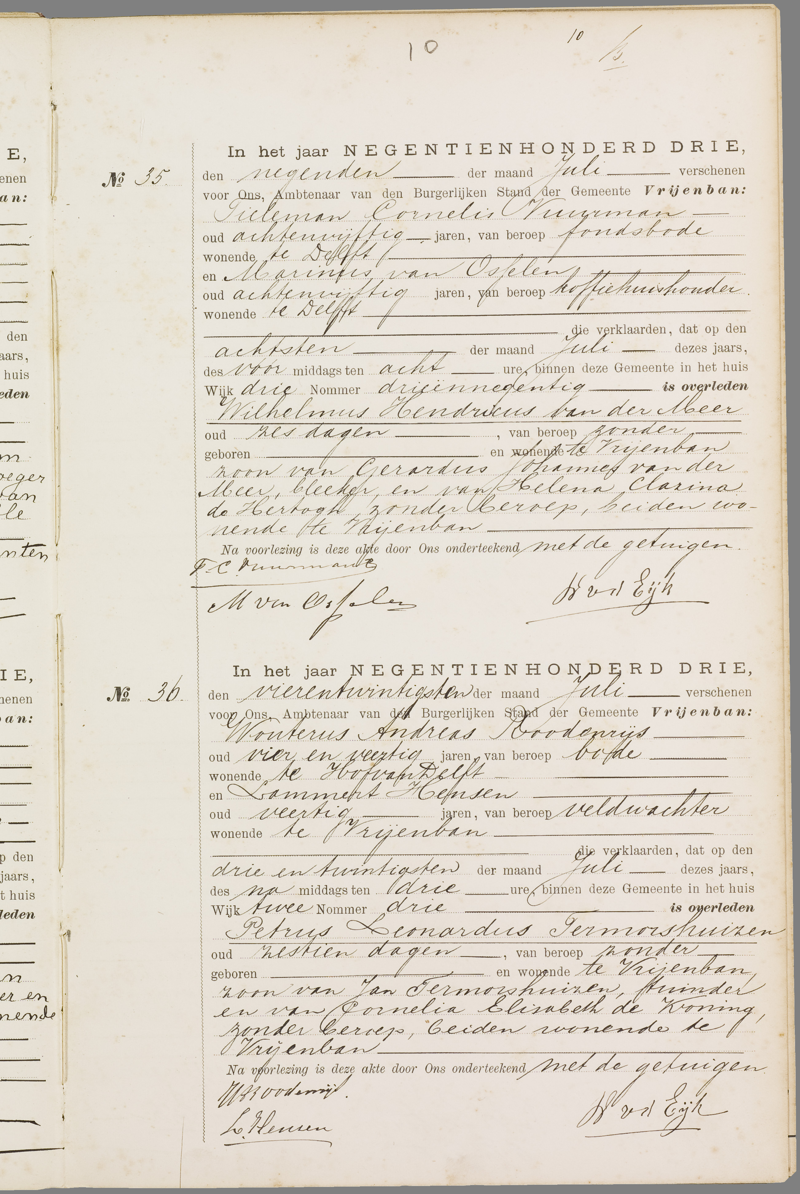 Scan 20 uit het bronpakket: Vrijenban: overlijdensakten 1903–1912