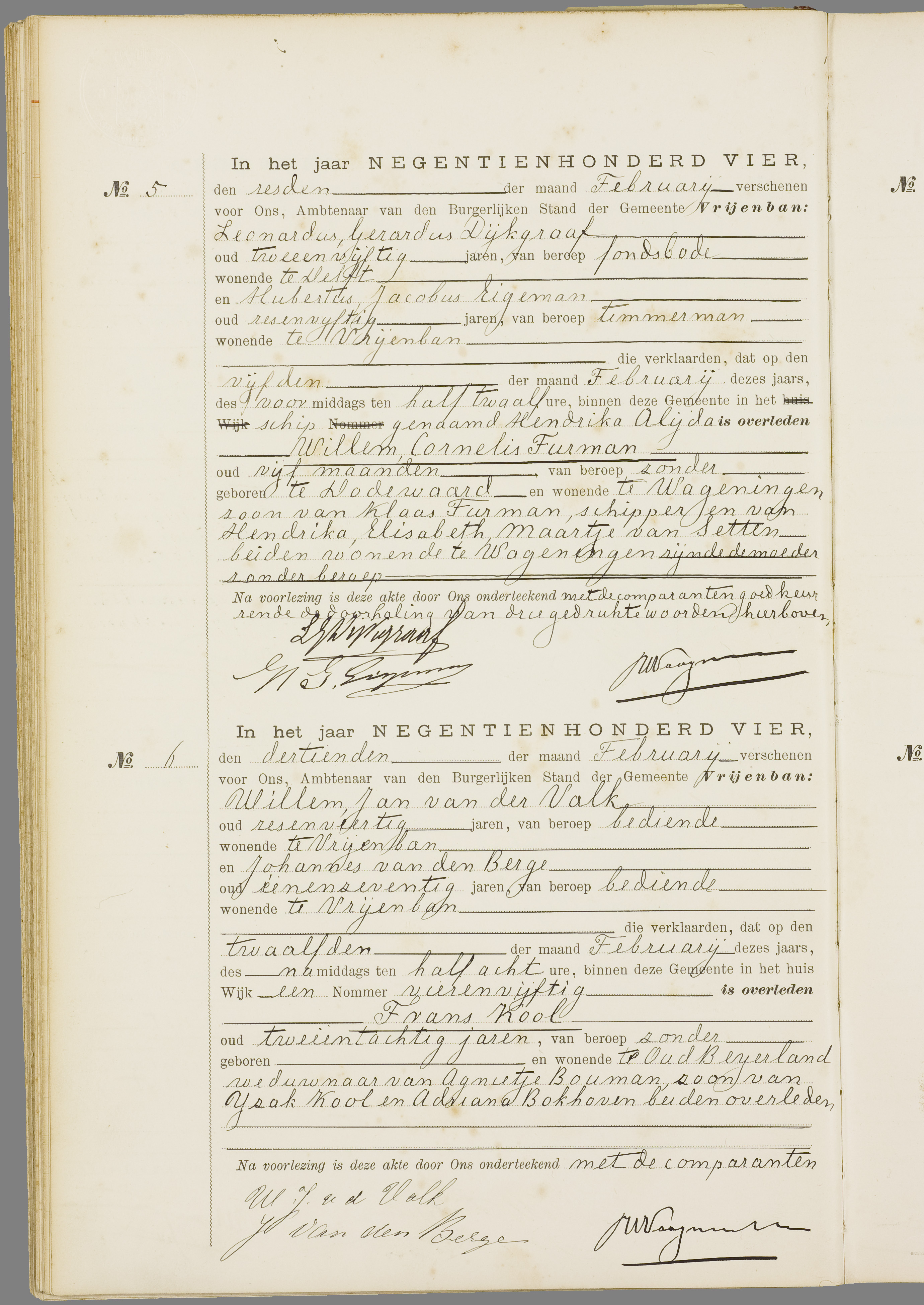 Scan 41 uit het bronpakket: Vrijenban: overlijdensakten 1903–1912