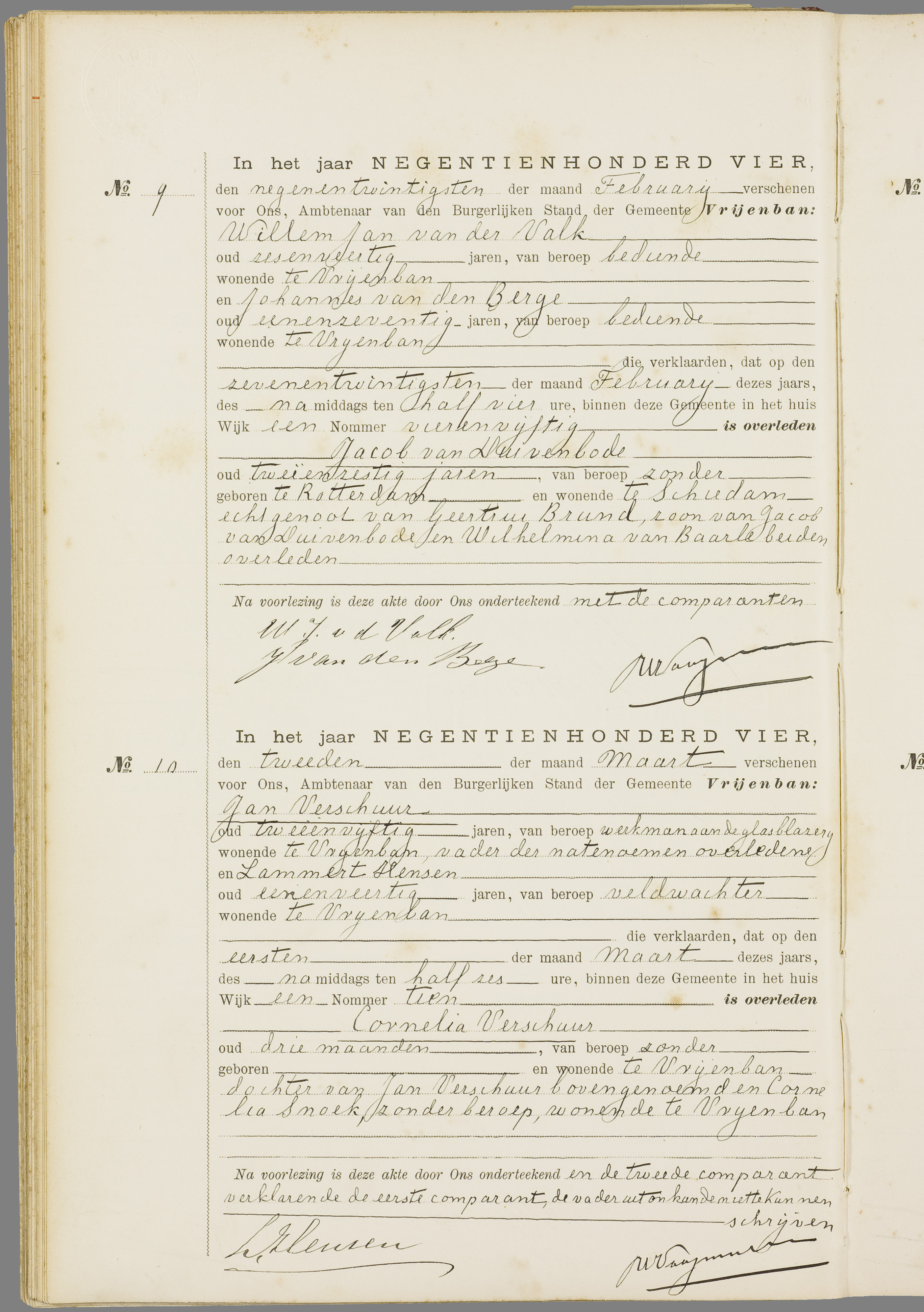 Scan 43 uit het bronpakket: Vrijenban: overlijdensakten 1903–1912