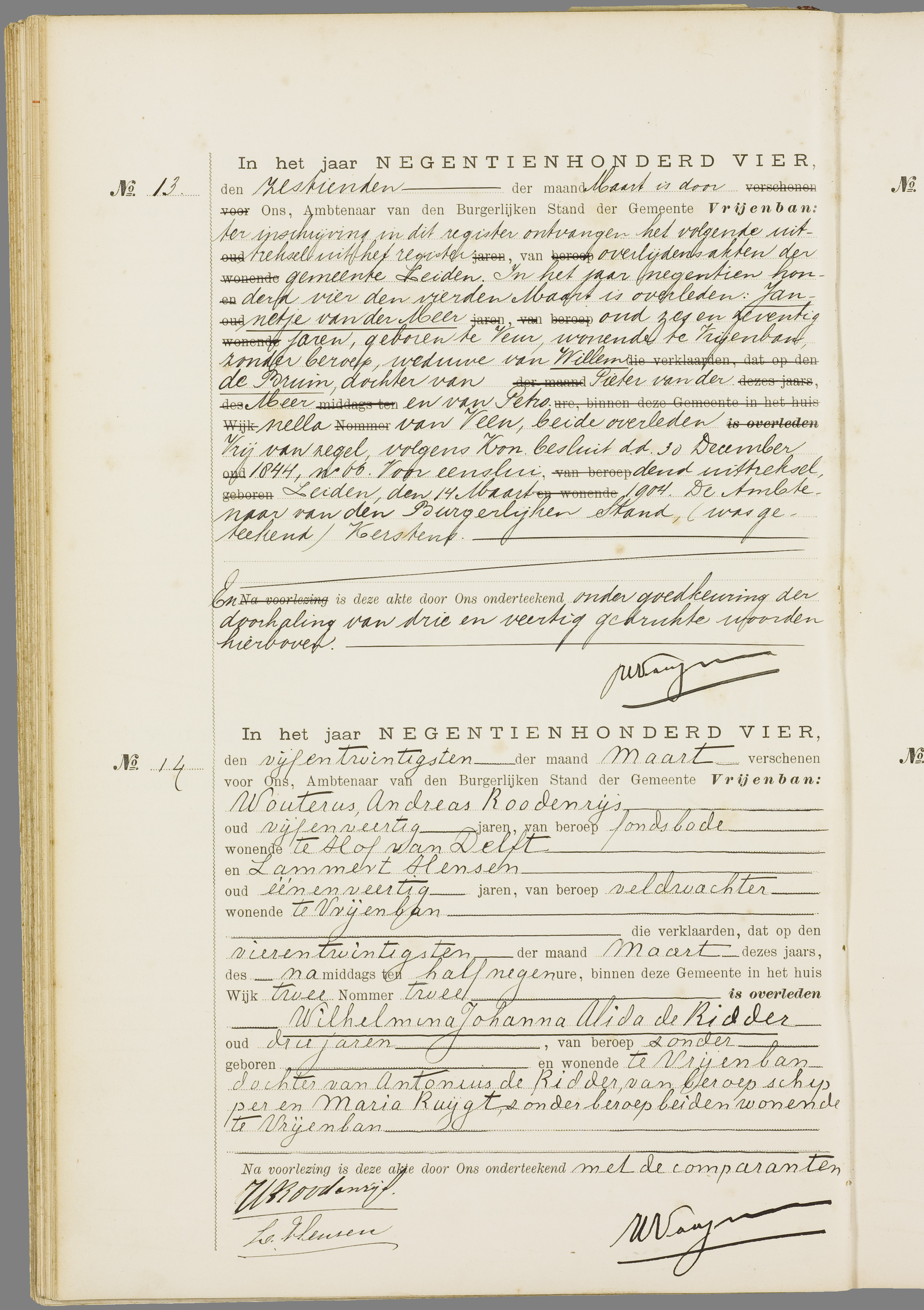 Scan 45 uit het bronpakket: Vrijenban: overlijdensakten 1903–1912