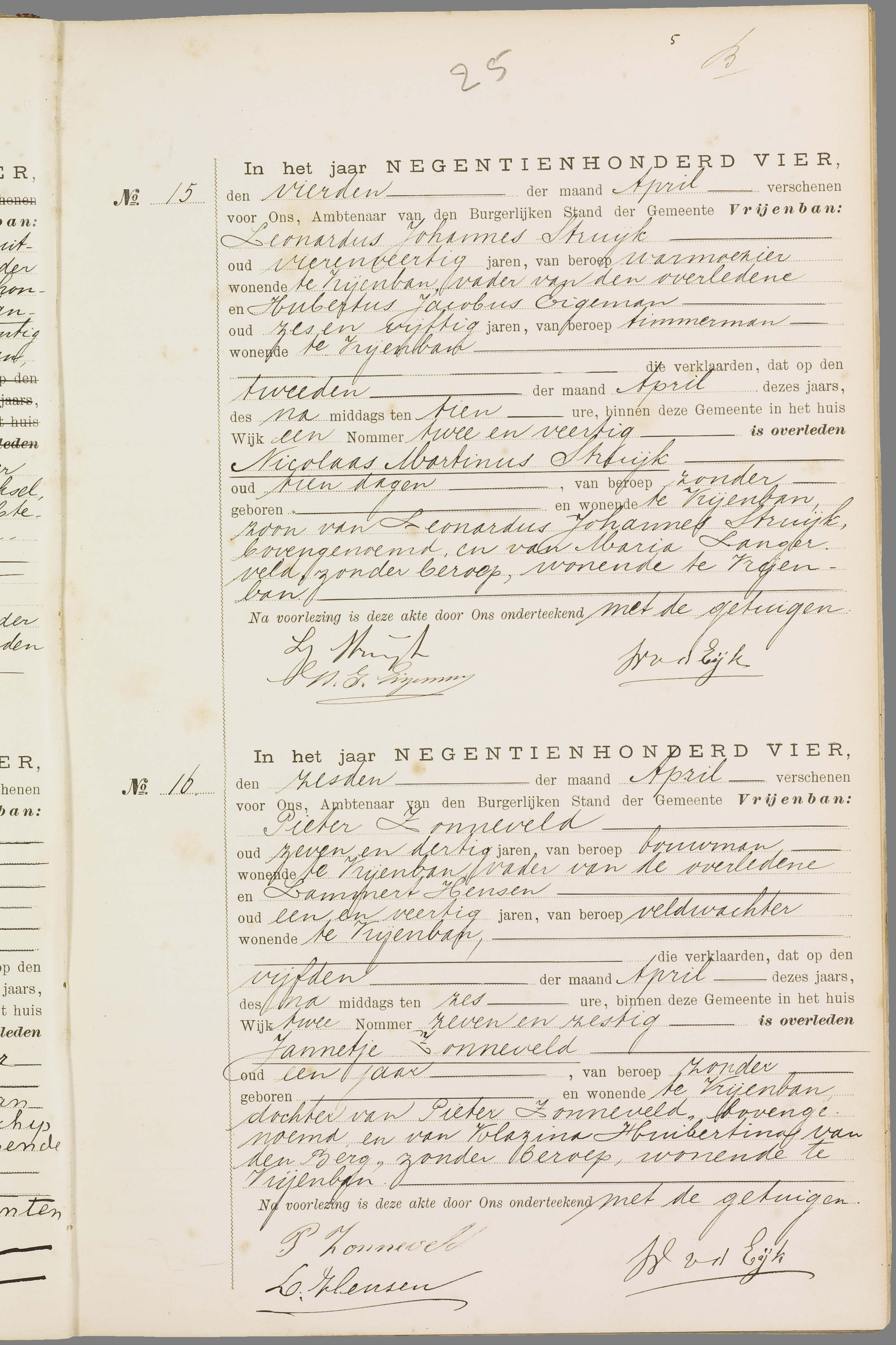 Scan 46 uit het bronpakket: Vrijenban: overlijdensakten 1903–1912