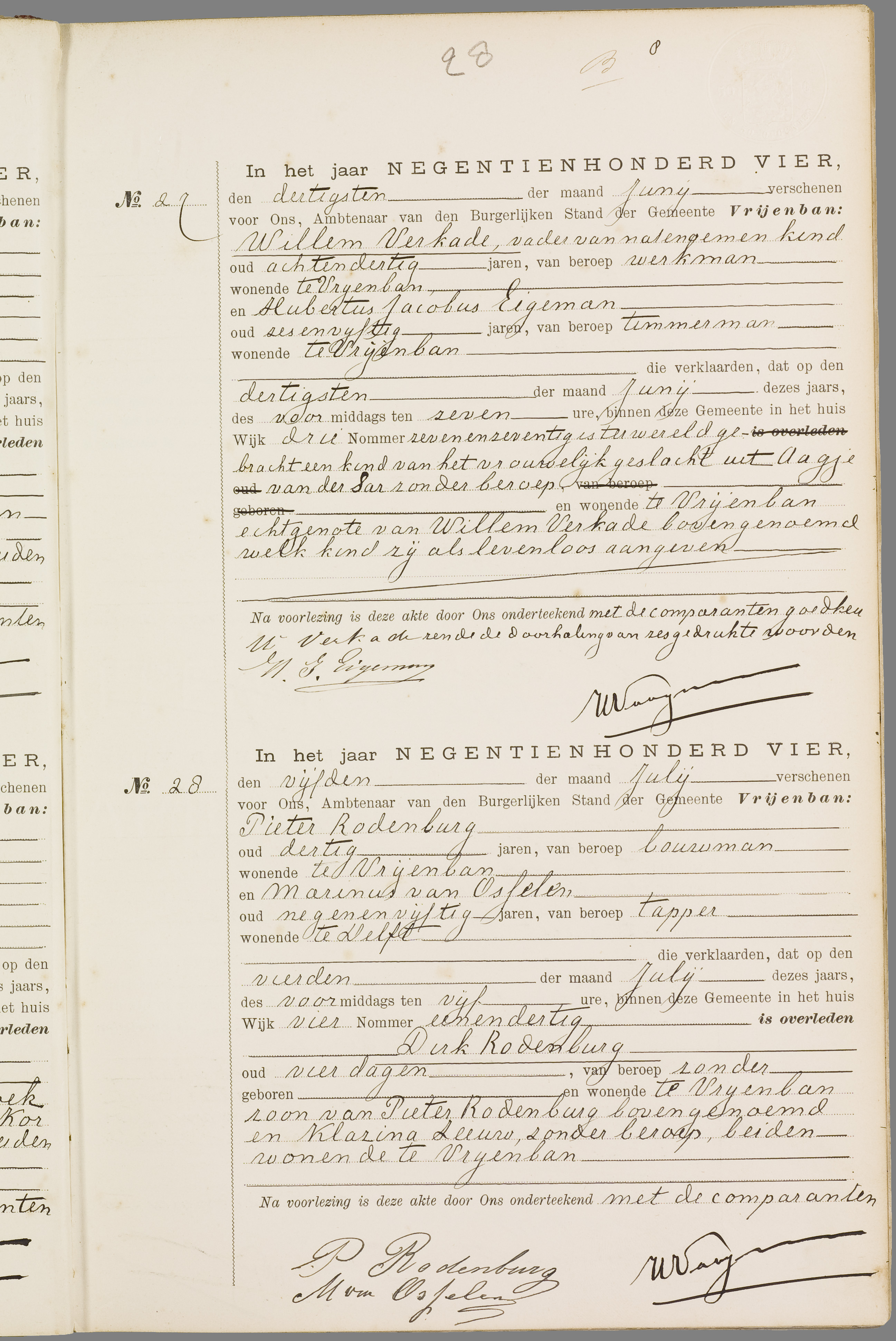 Scan 52 uit het bronpakket: Vrijenban: overlijdensakten 1903–1912