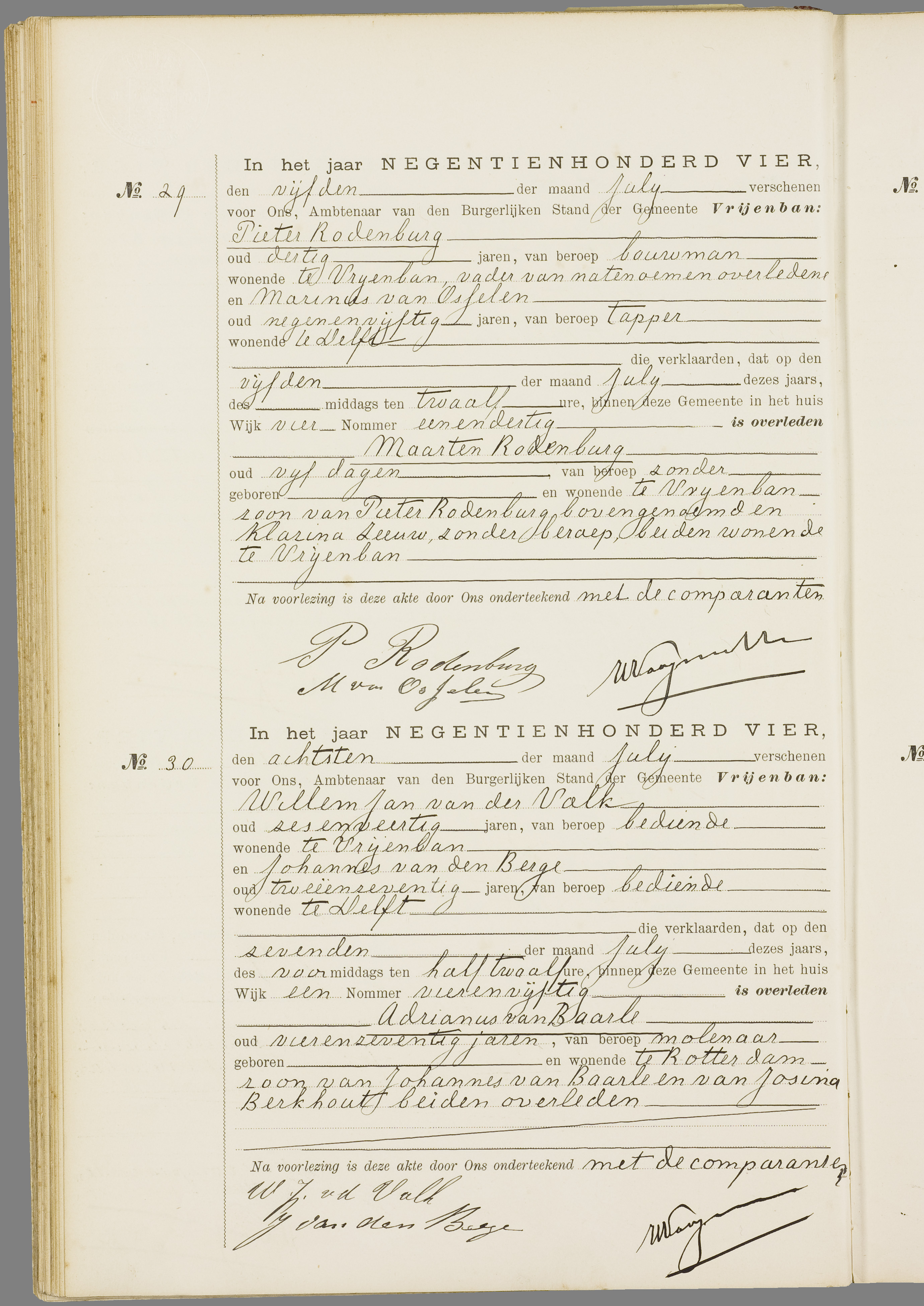 Scan 53 uit het bronpakket: Vrijenban: overlijdensakten 1903–1912