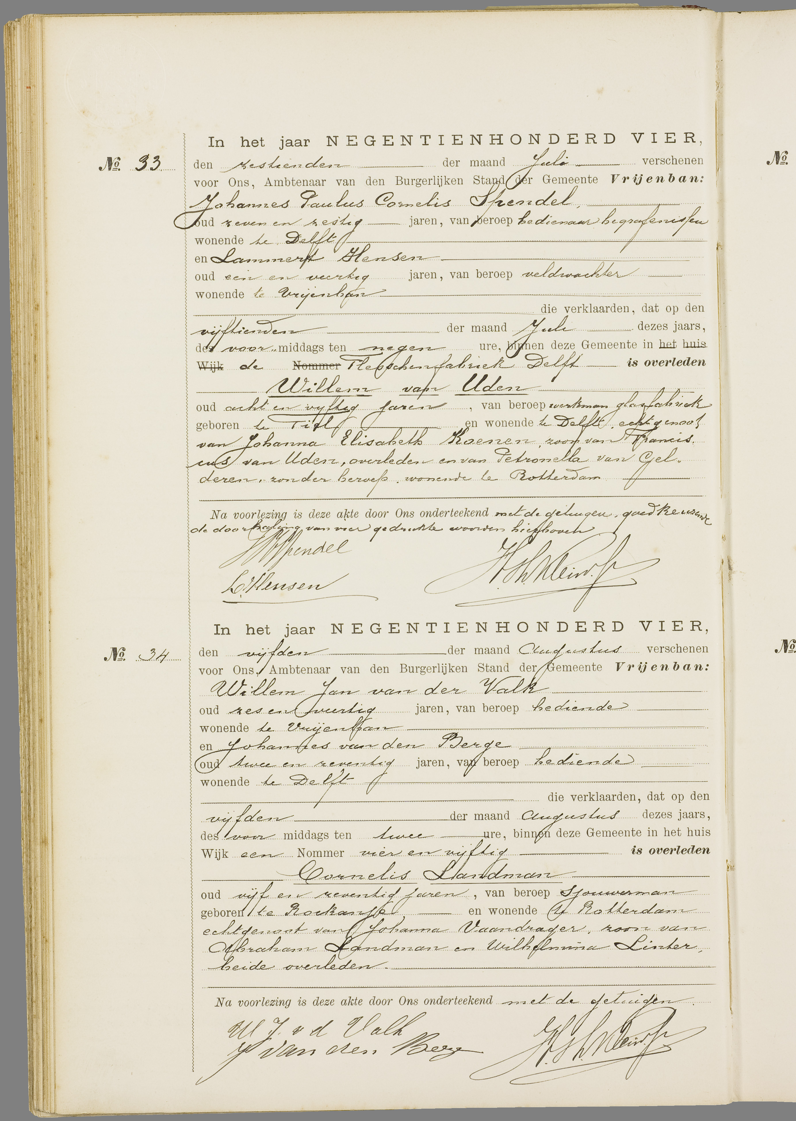 Scan 55 uit het bronpakket: Vrijenban: overlijdensakten 1903–1912