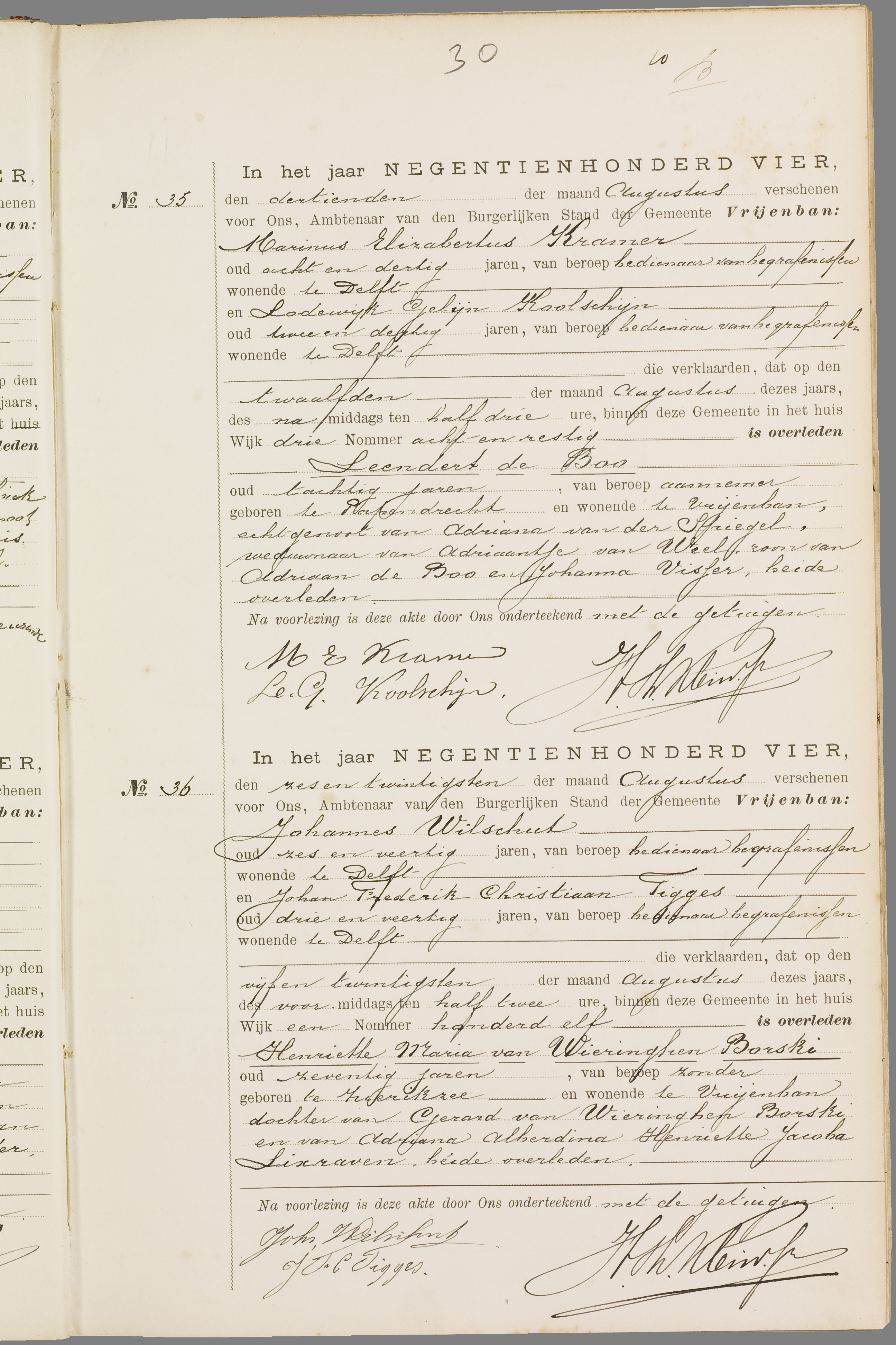 Scan 56 uit het bronpakket: Vrijenban: overlijdensakten 1903–1912