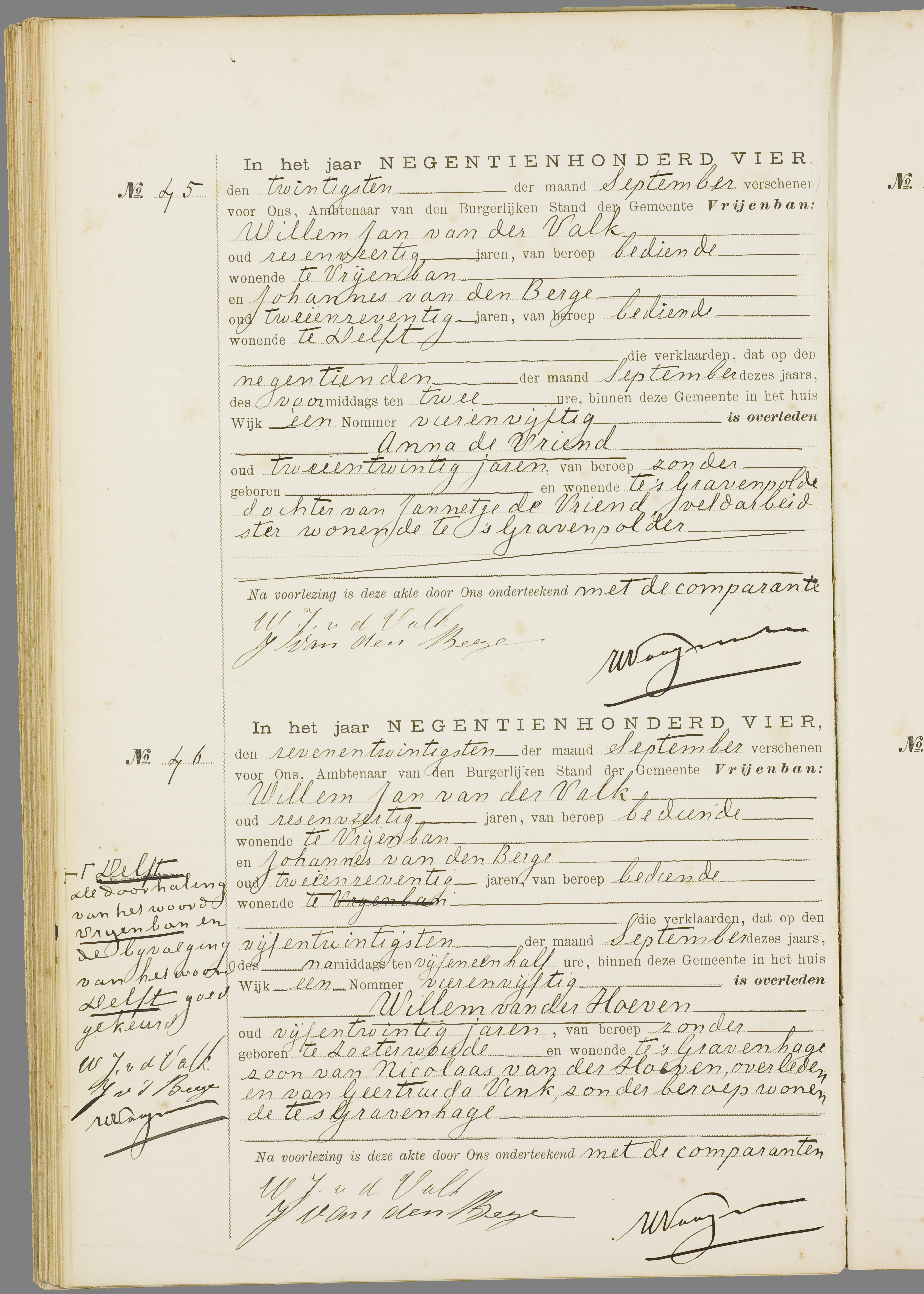 Scan 61 uit het bronpakket: Vrijenban: overlijdensakten 1903–1912