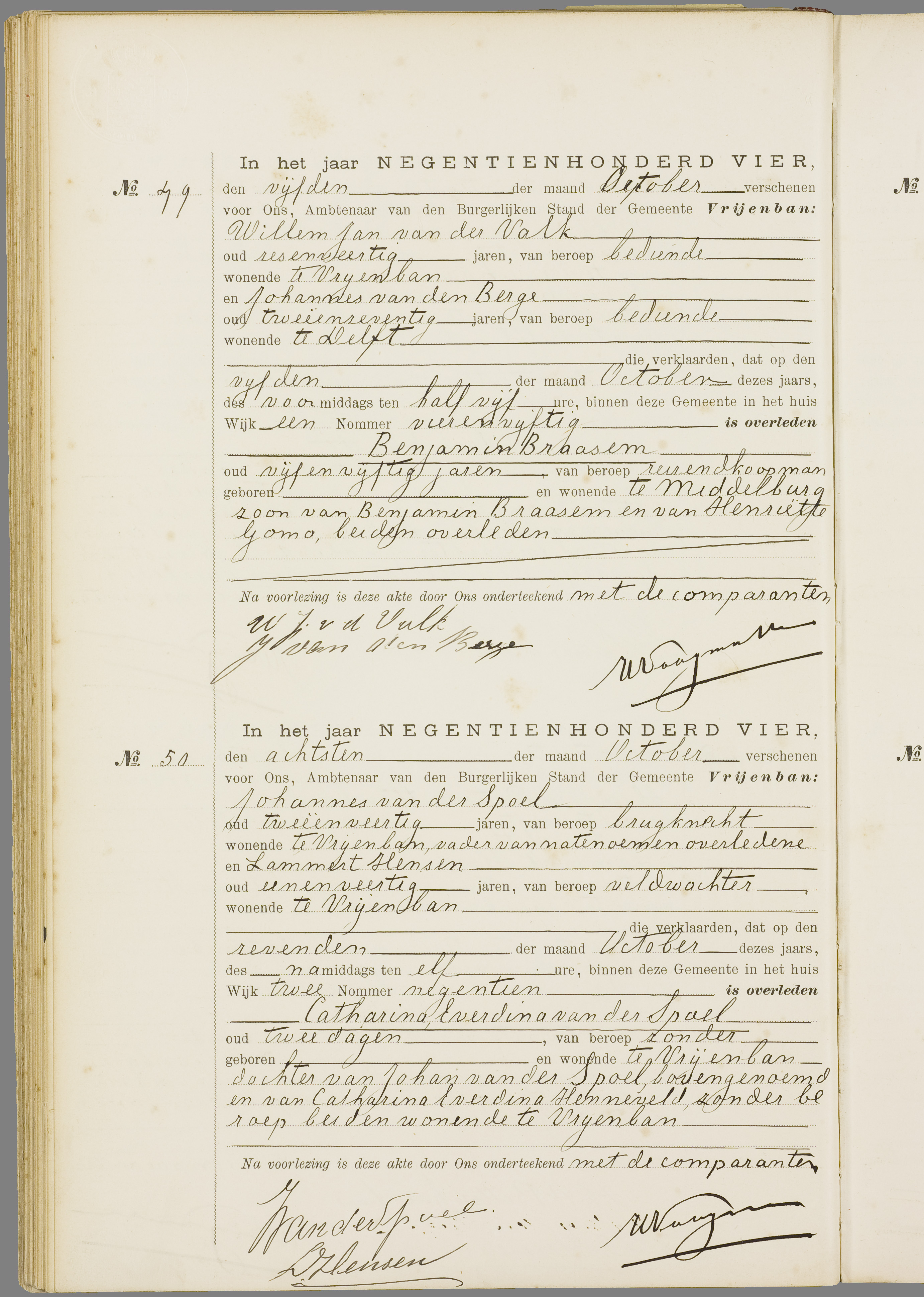 Scan 63 uit het bronpakket: Vrijenban: overlijdensakten 1903–1912