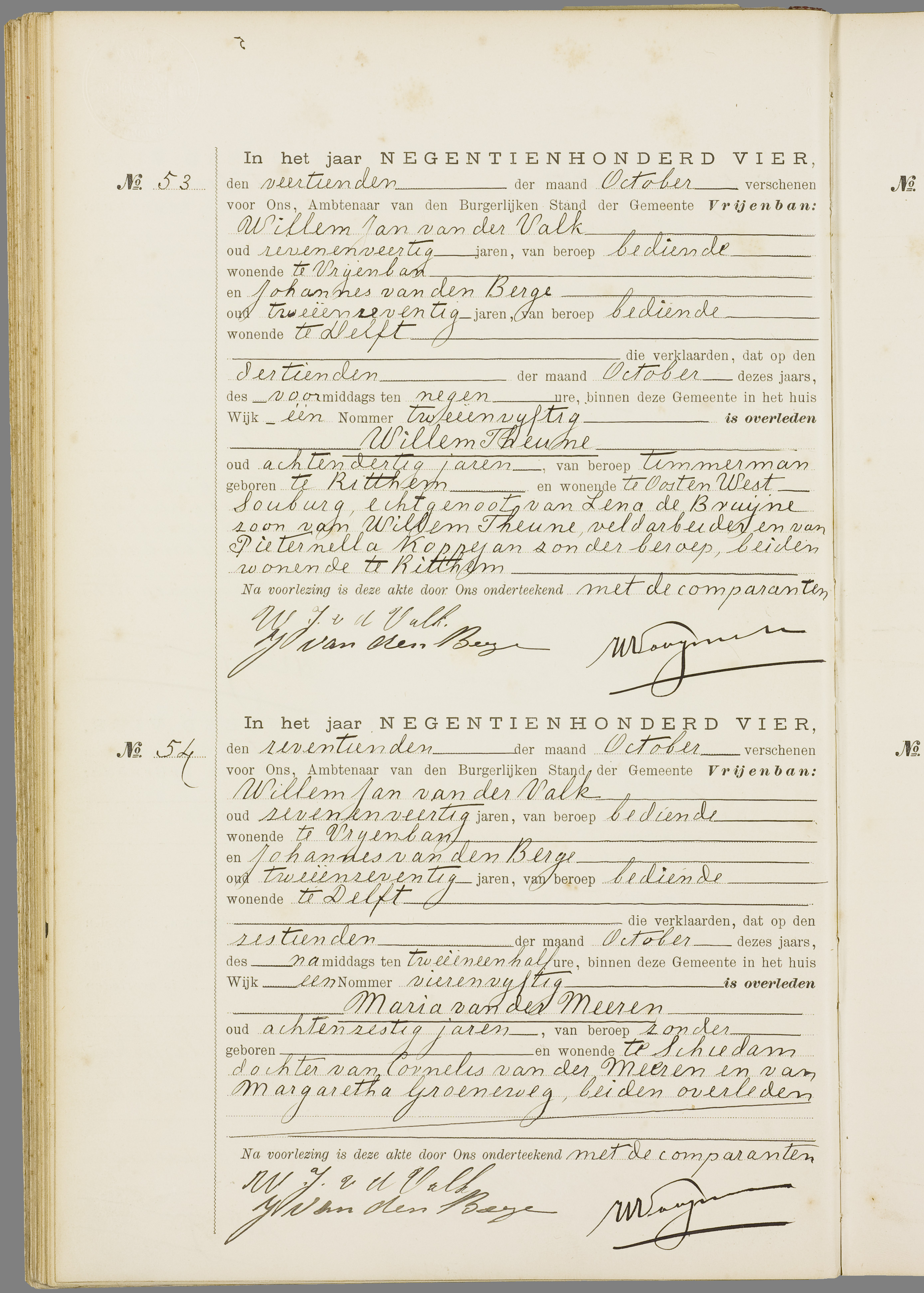 Scan 65 uit het bronpakket: Vrijenban: overlijdensakten 1903–1912