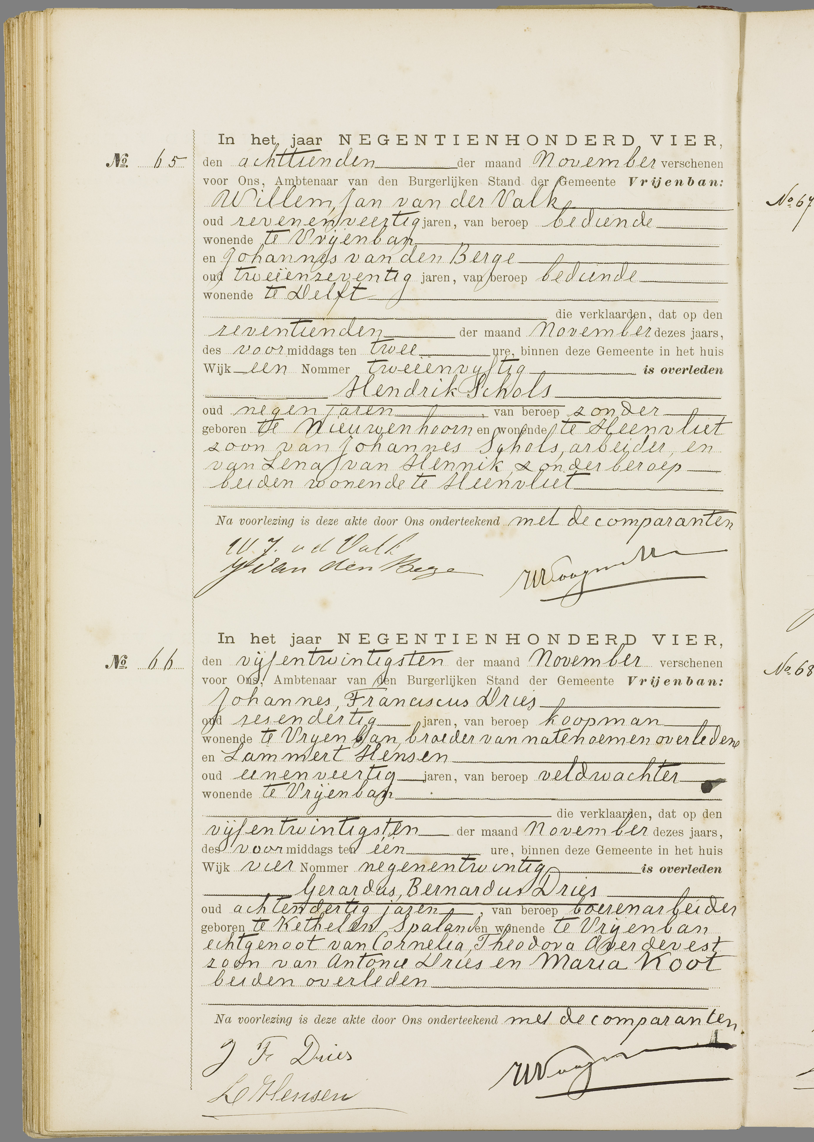 Scan 71 uit het bronpakket: Vrijenban: overlijdensakten 1903–1912