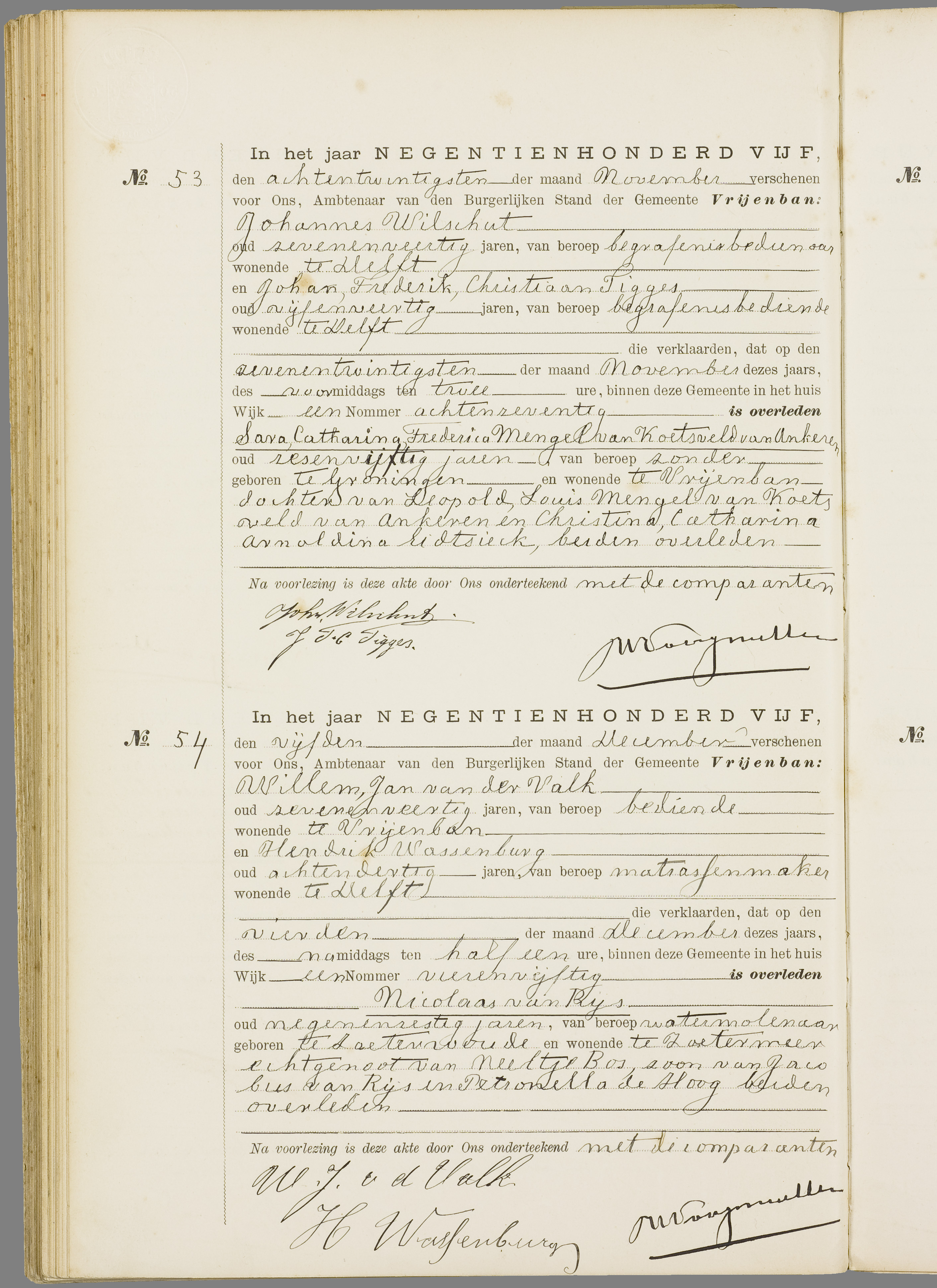 Scan 105 uit het bronpakket: Vrijenban: overlijdensakten 1903–1912