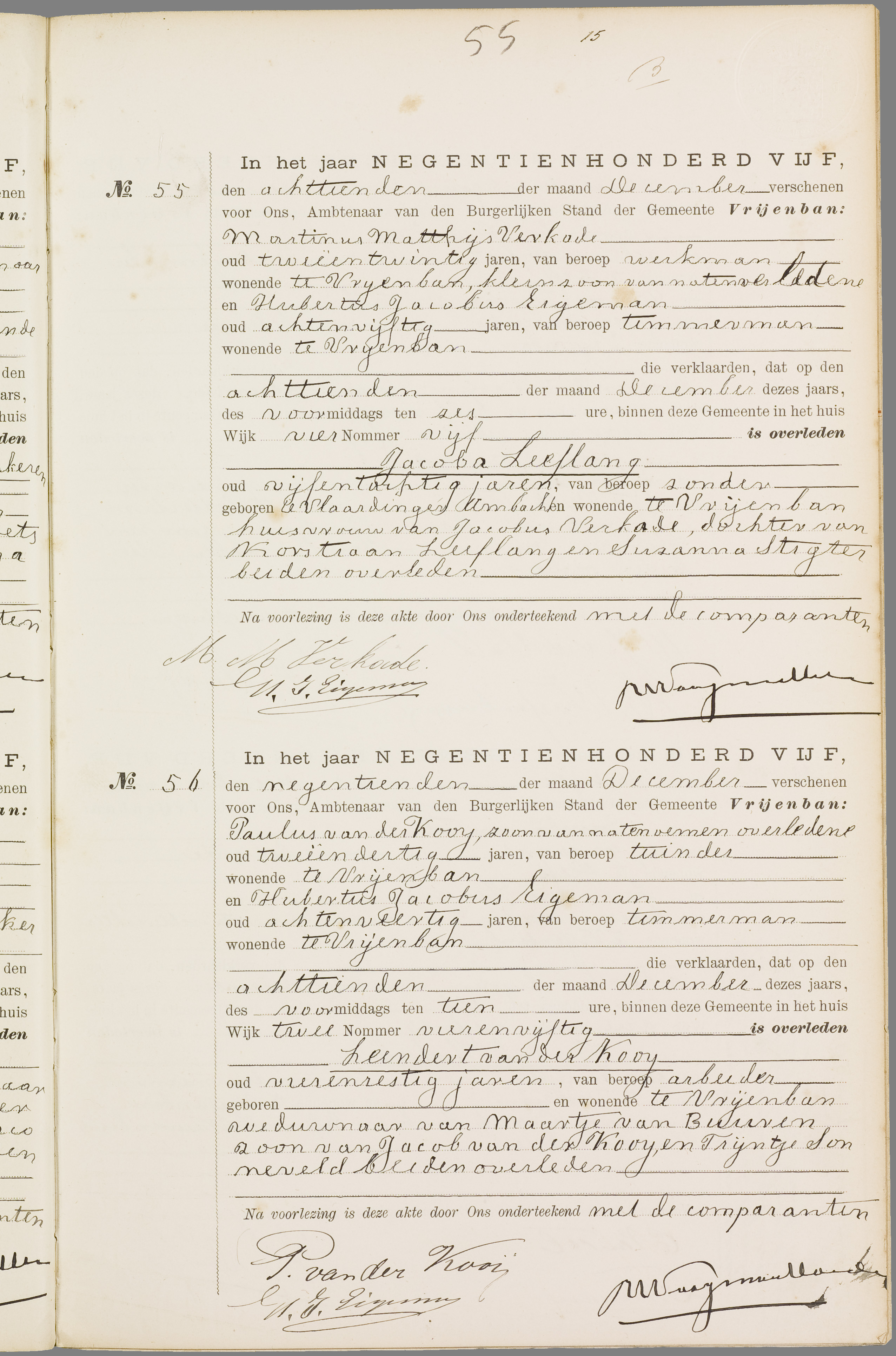 Scan 106 uit het bronpakket: Vrijenban: overlijdensakten 1903–1912