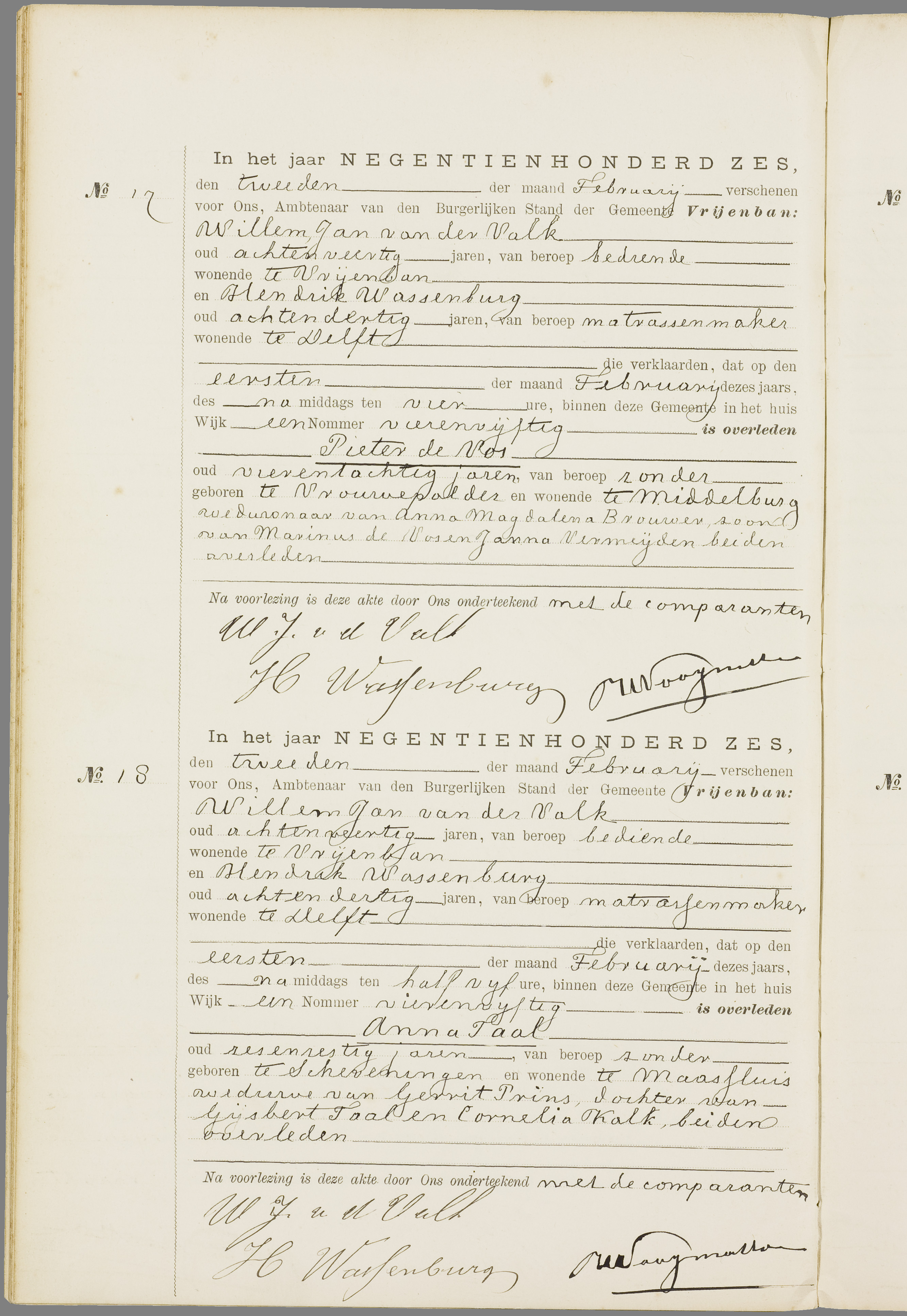 Scan 123 uit het bronpakket: Vrijenban: overlijdensakten 1903–1912