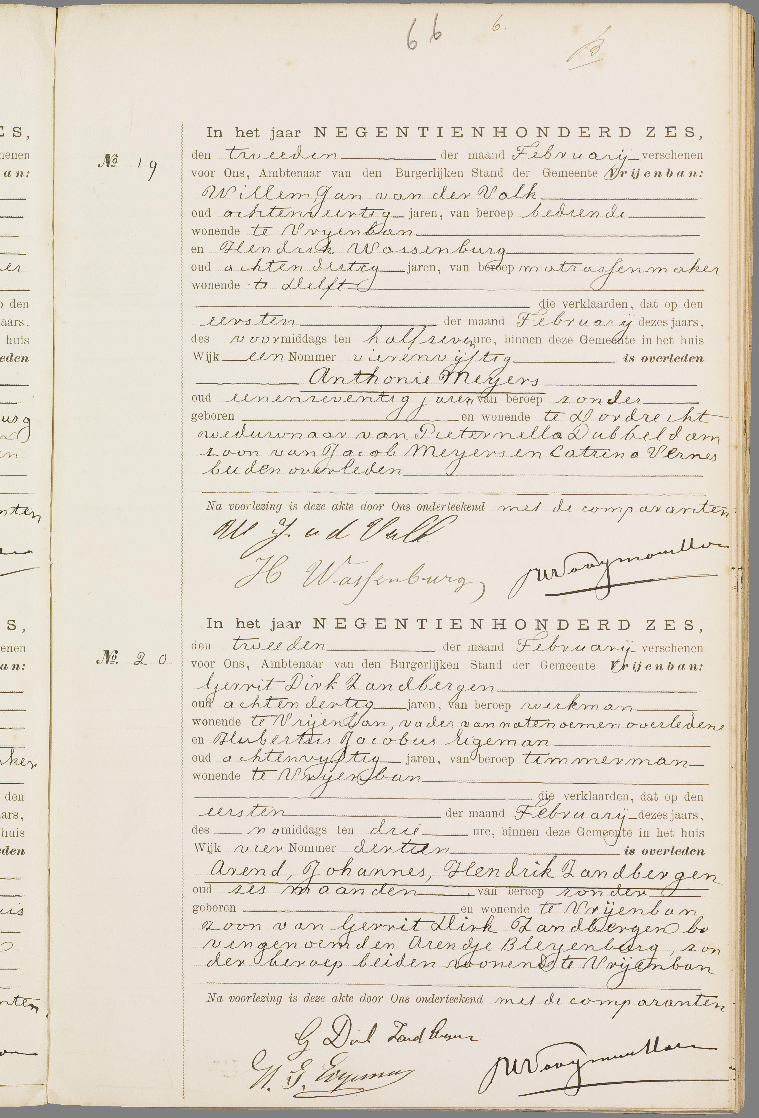 Scan 124 uit het bronpakket: Vrijenban: overlijdensakten 1903–1912