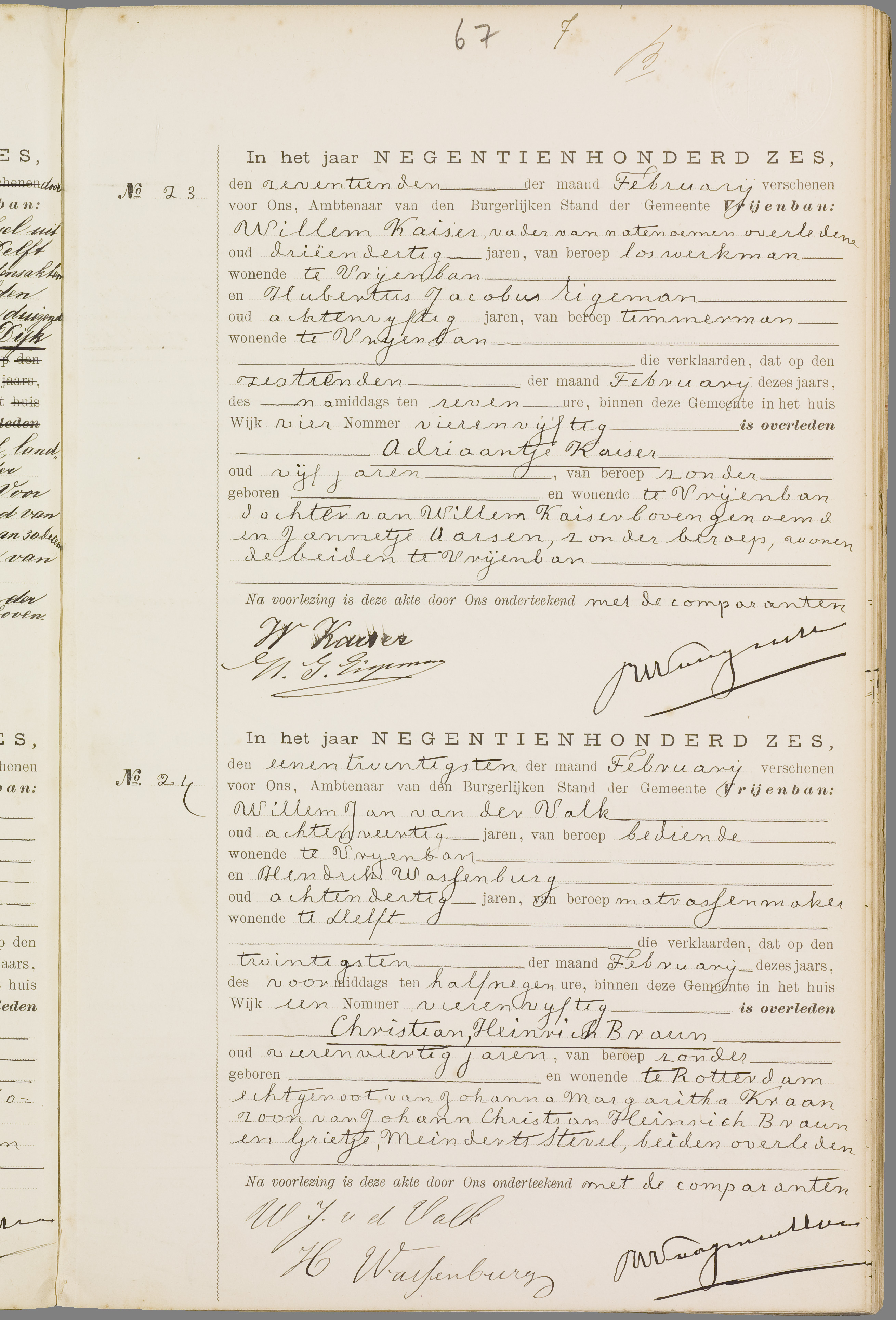 Scan 126 uit het bronpakket: Vrijenban: overlijdensakten 1903–1912