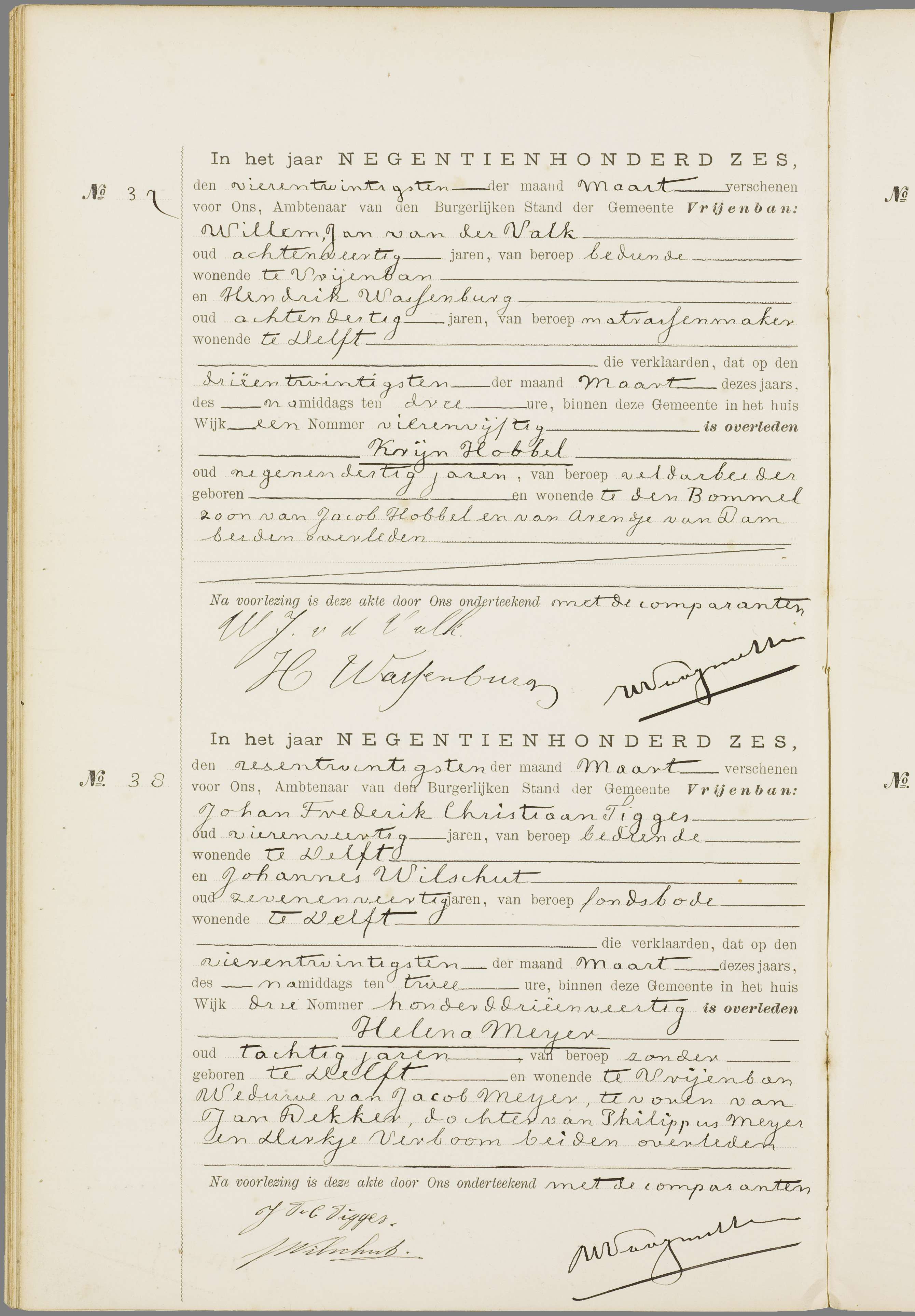 Scan 133 uit het bronpakket: Vrijenban: overlijdensakten 1903–1912