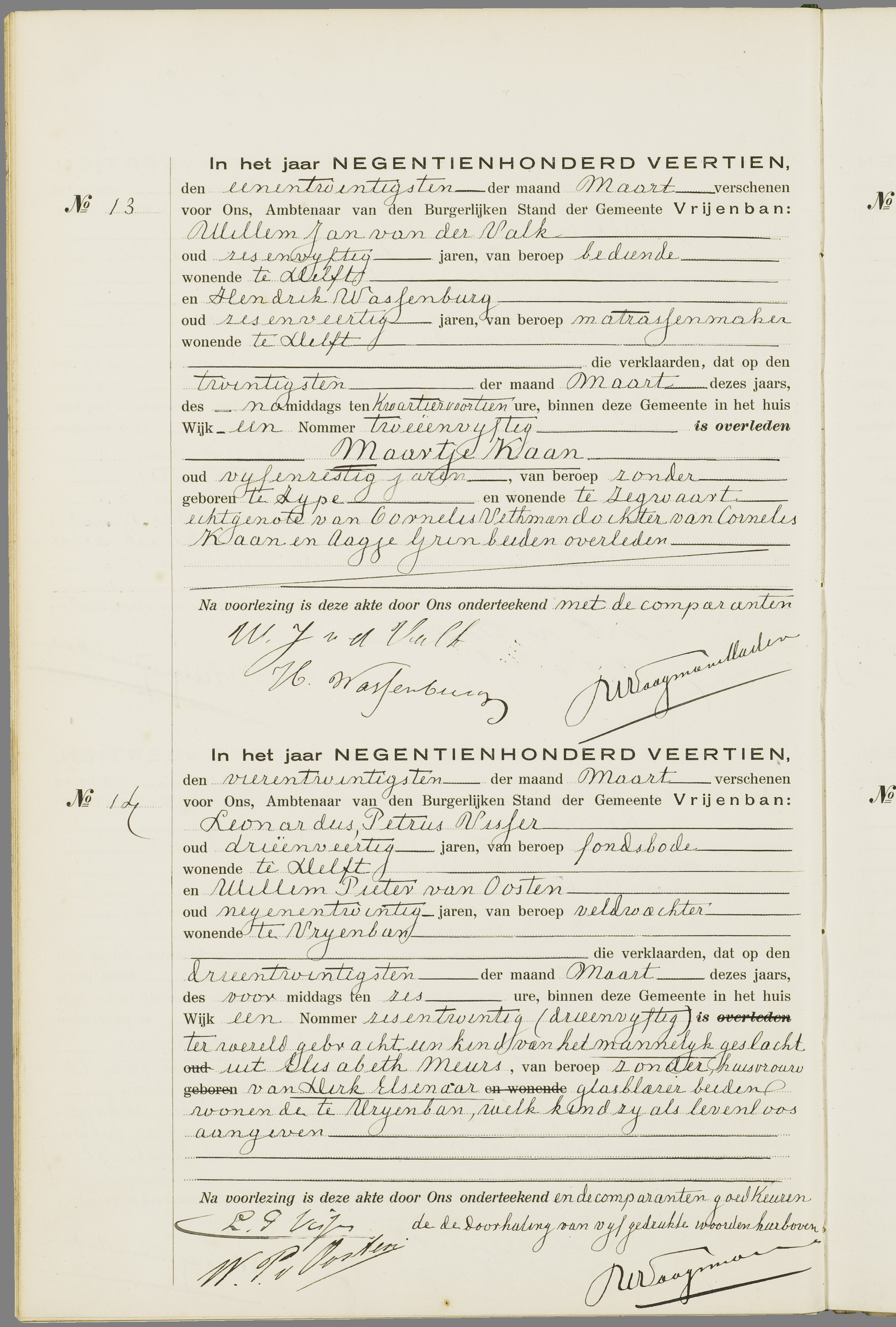 Scan 47 uit het bronpakket: Vrijenban: overlijdensakten 1913–1920