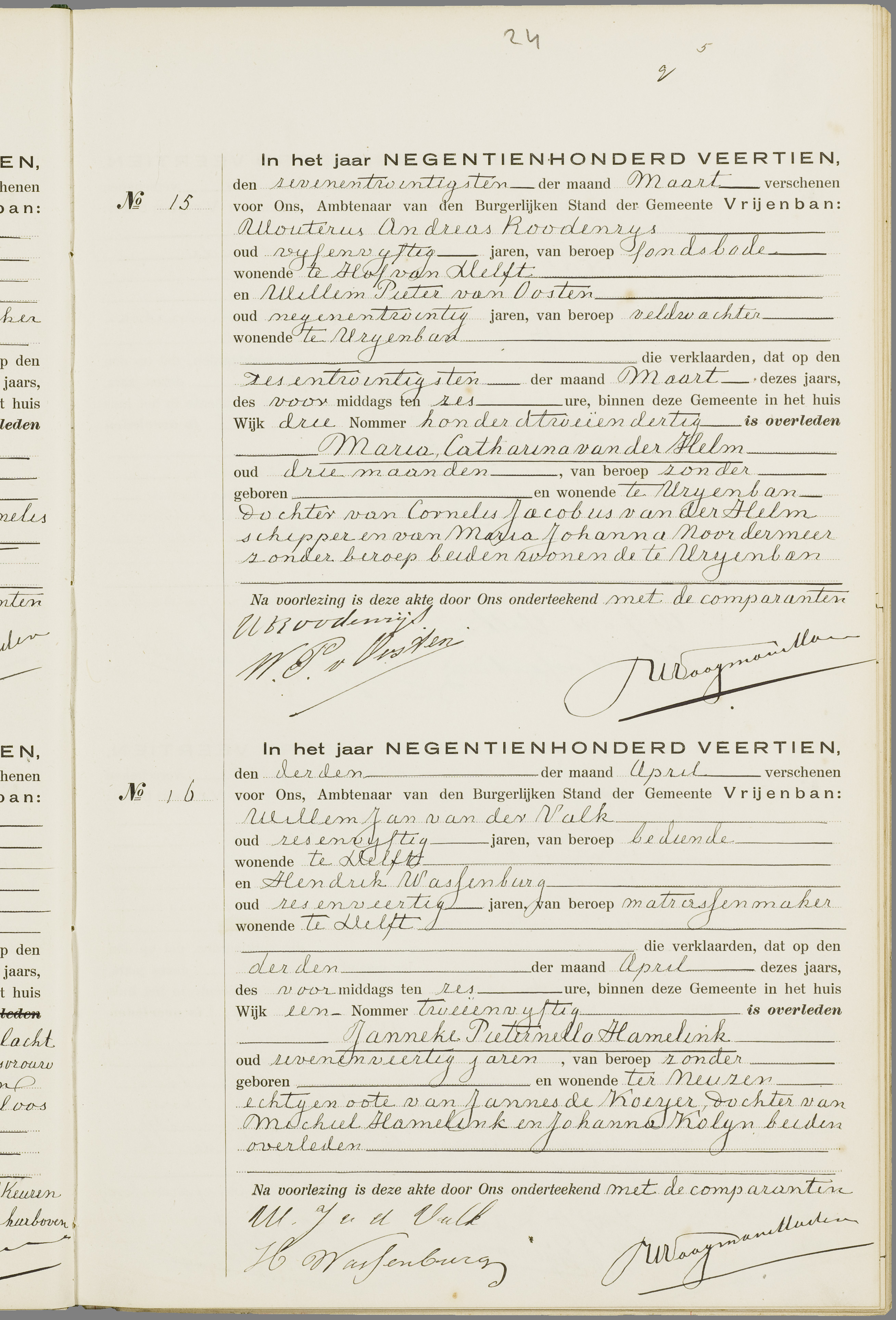 Scan 48 uit het bronpakket: Vrijenban: overlijdensakten 1913–1920