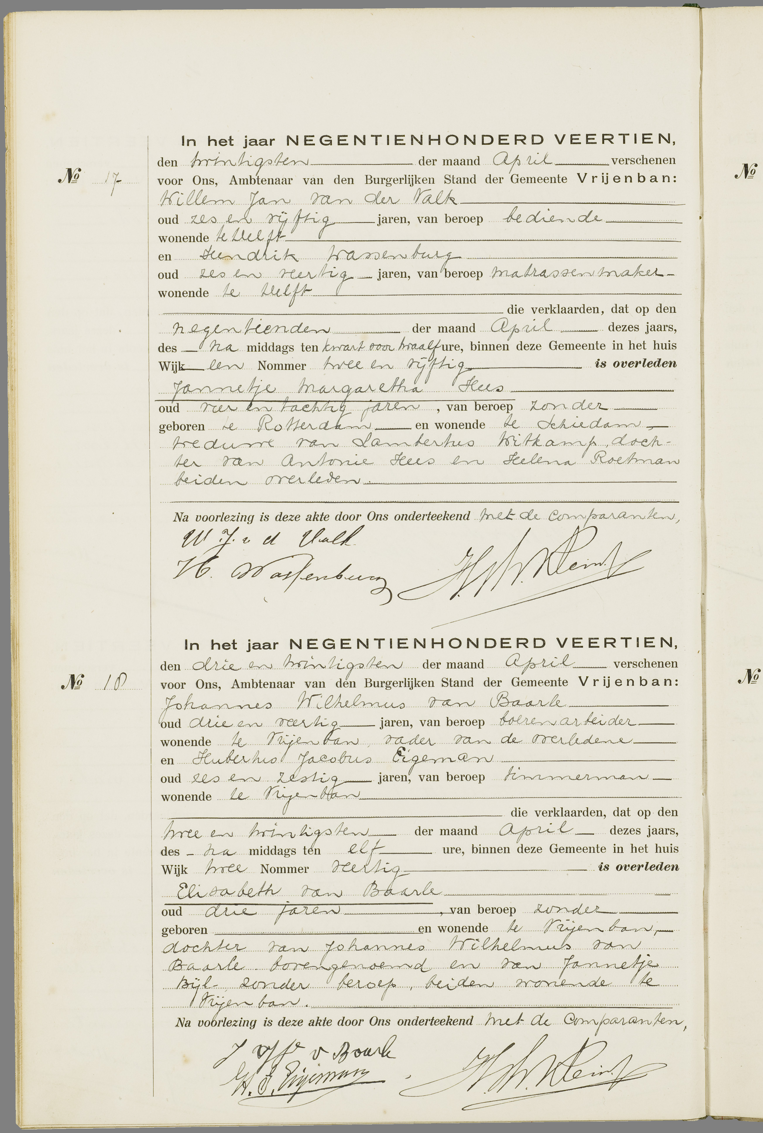 Scan 49 uit het bronpakket: Vrijenban: overlijdensakten 1913–1920