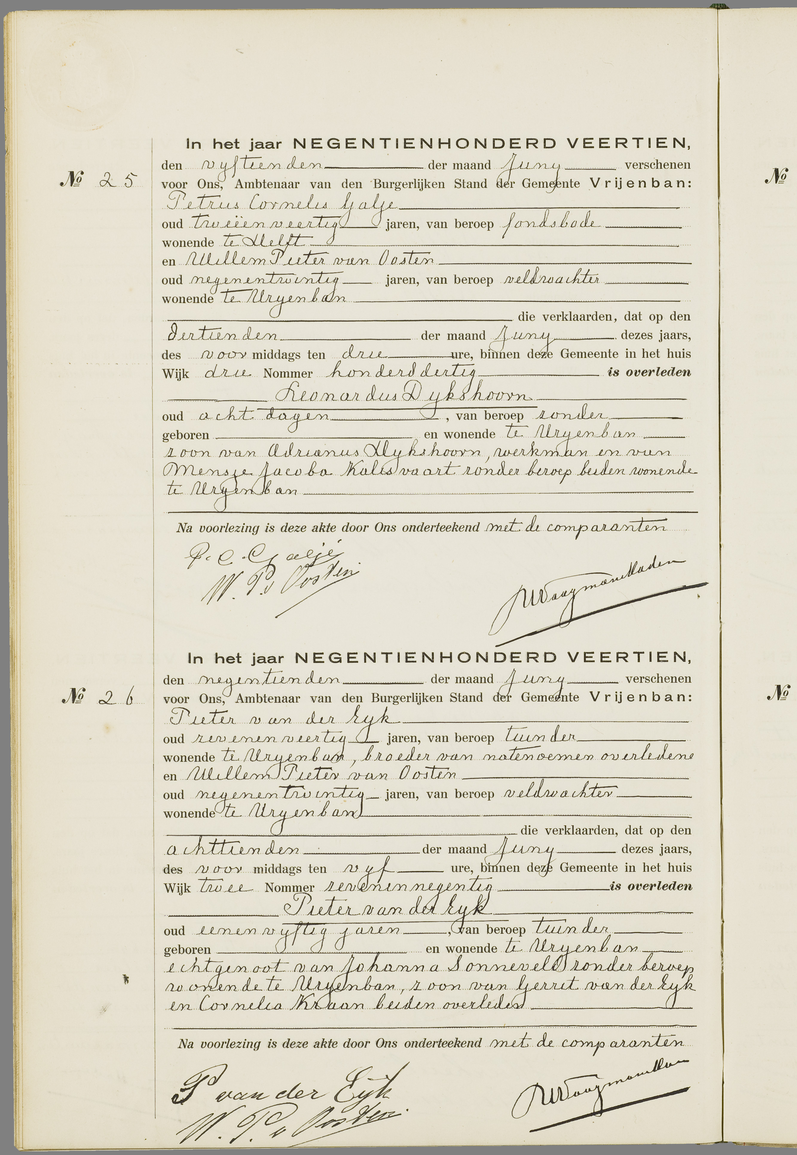 Scan 53 uit het bronpakket: Vrijenban: overlijdensakten 1913–1920