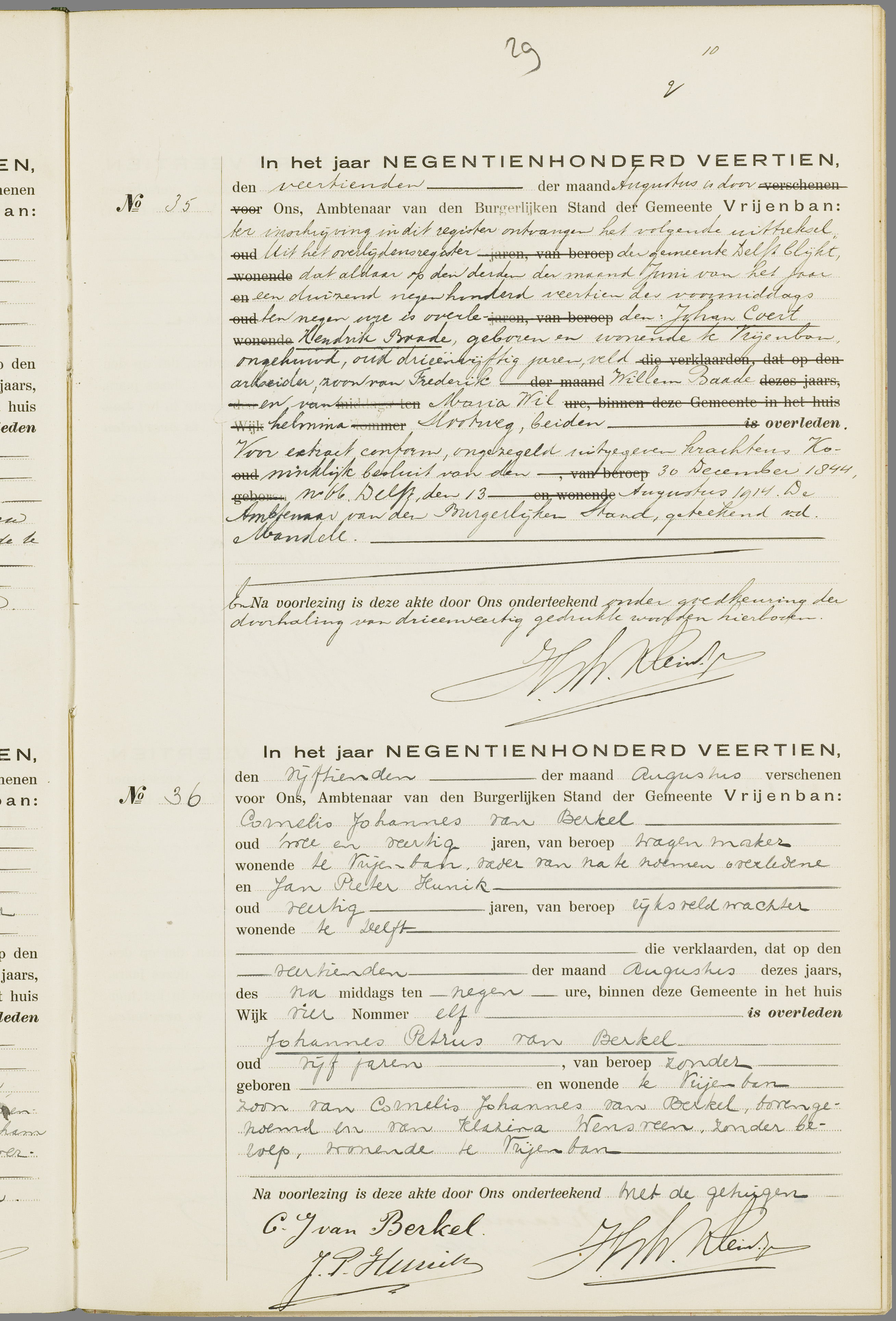 Scan 58 uit het bronpakket: Vrijenban: overlijdensakten 1913–1920