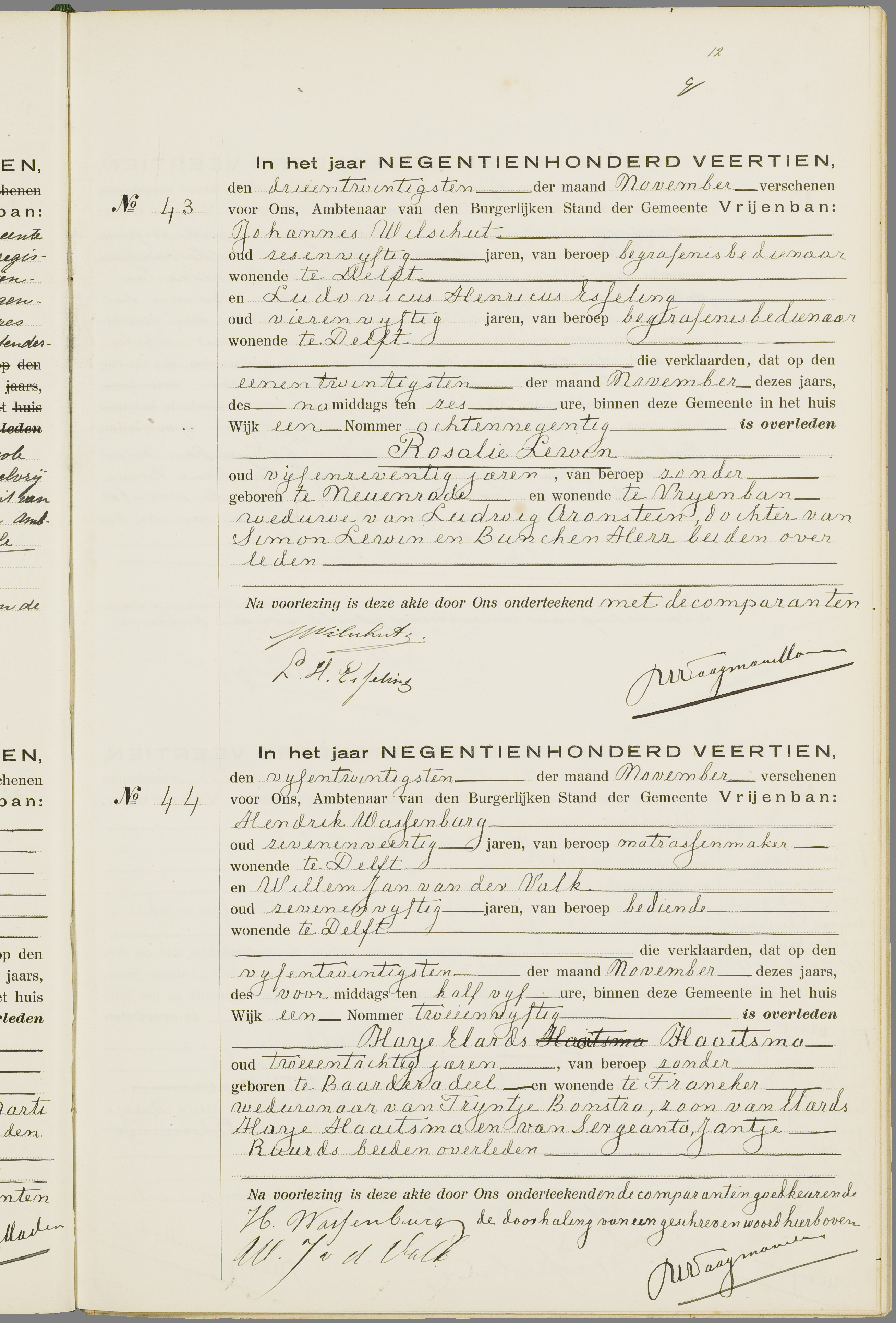 Scan 62 uit het bronpakket: Vrijenban: overlijdensakten 1913–1920