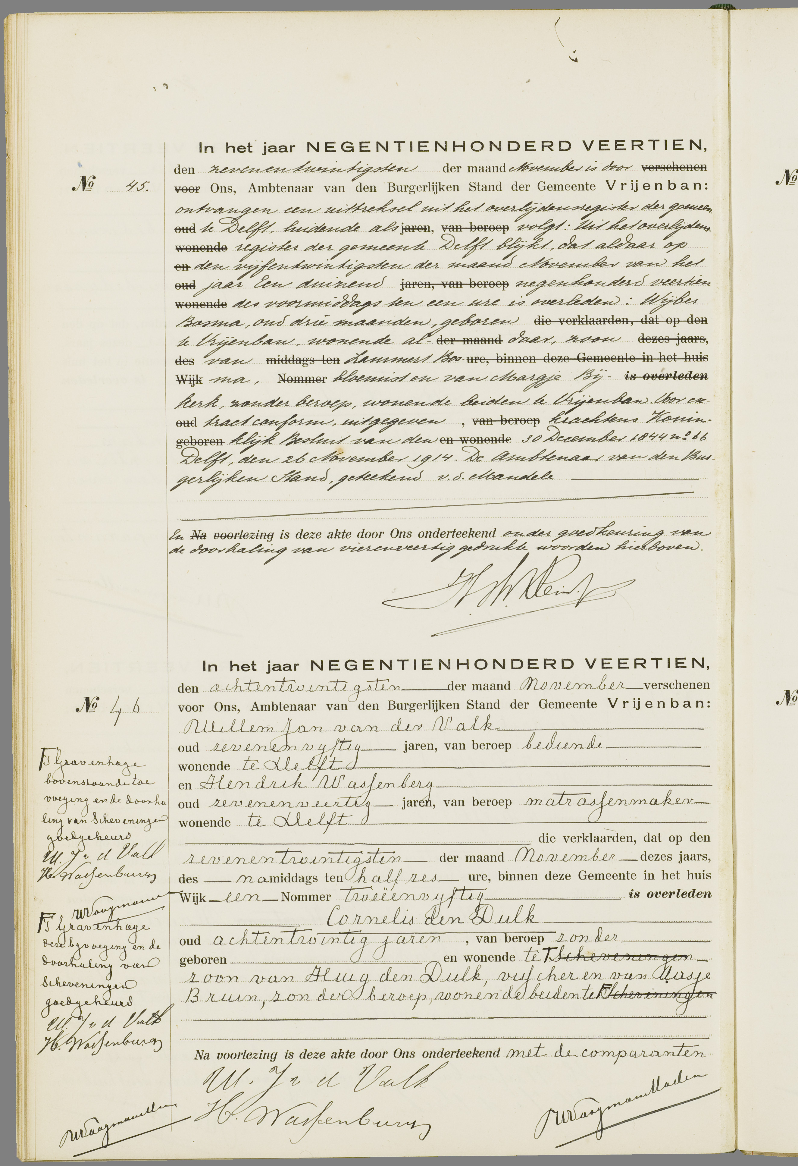 Scan 63 uit het bronpakket: Vrijenban: overlijdensakten 1913–1920