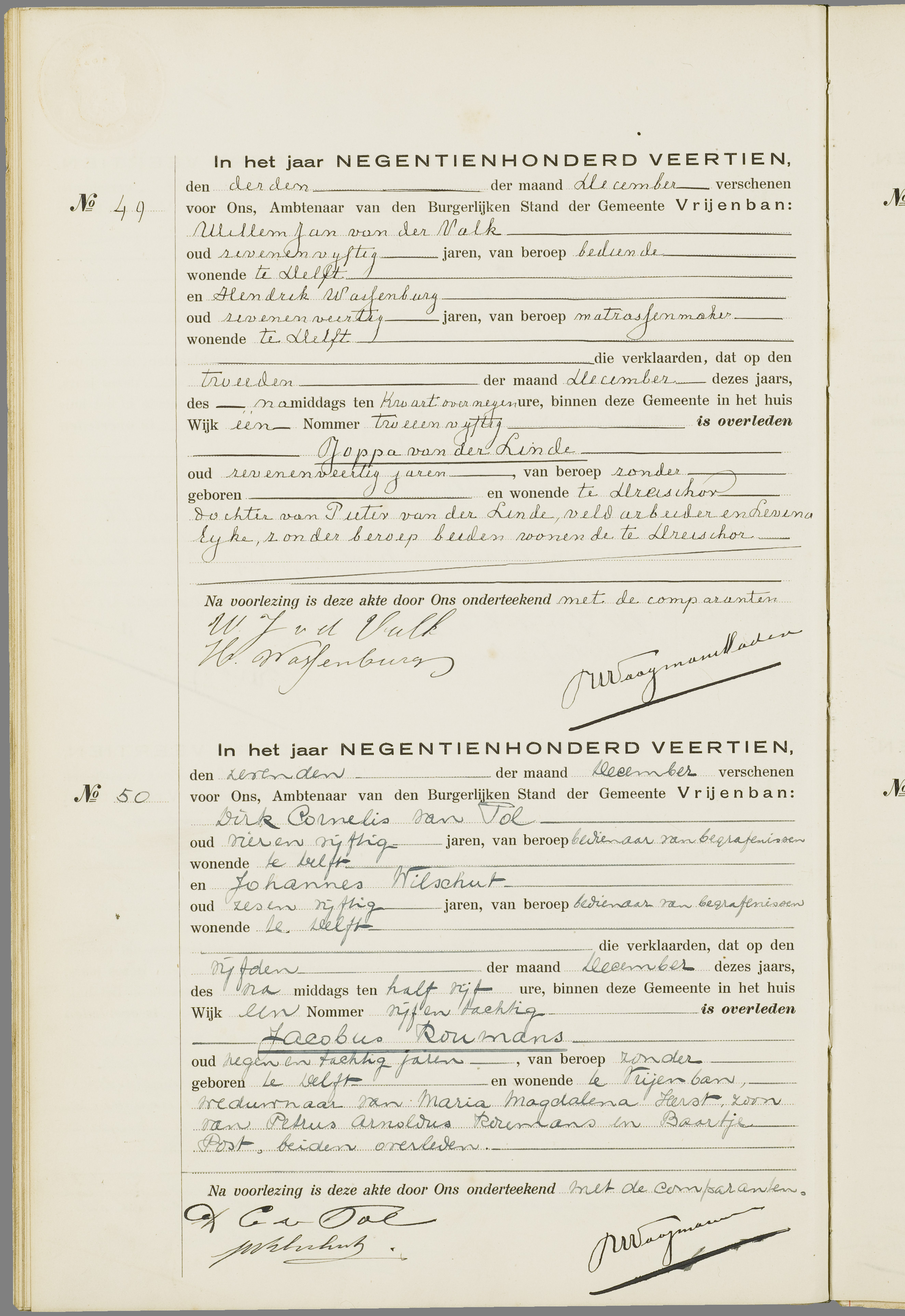 Scan 65 uit het bronpakket: Vrijenban: overlijdensakten 1913–1920