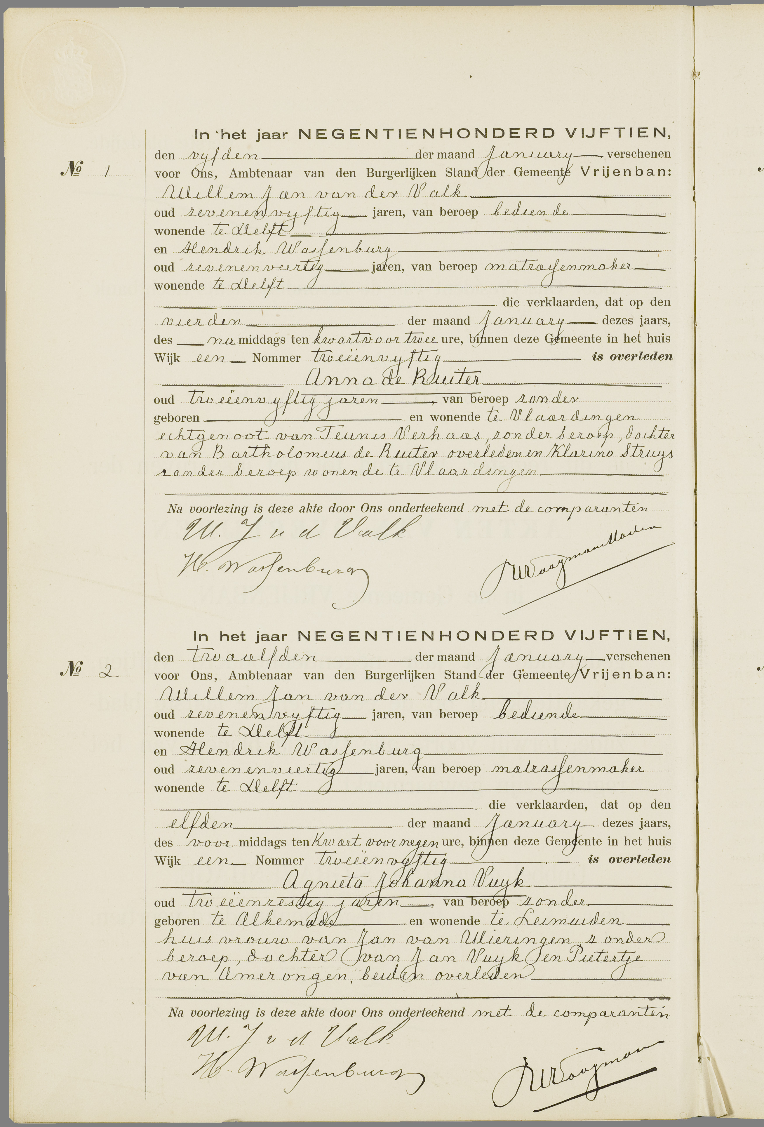 Scan 75 uit het bronpakket: Vrijenban: overlijdensakten 1913–1920