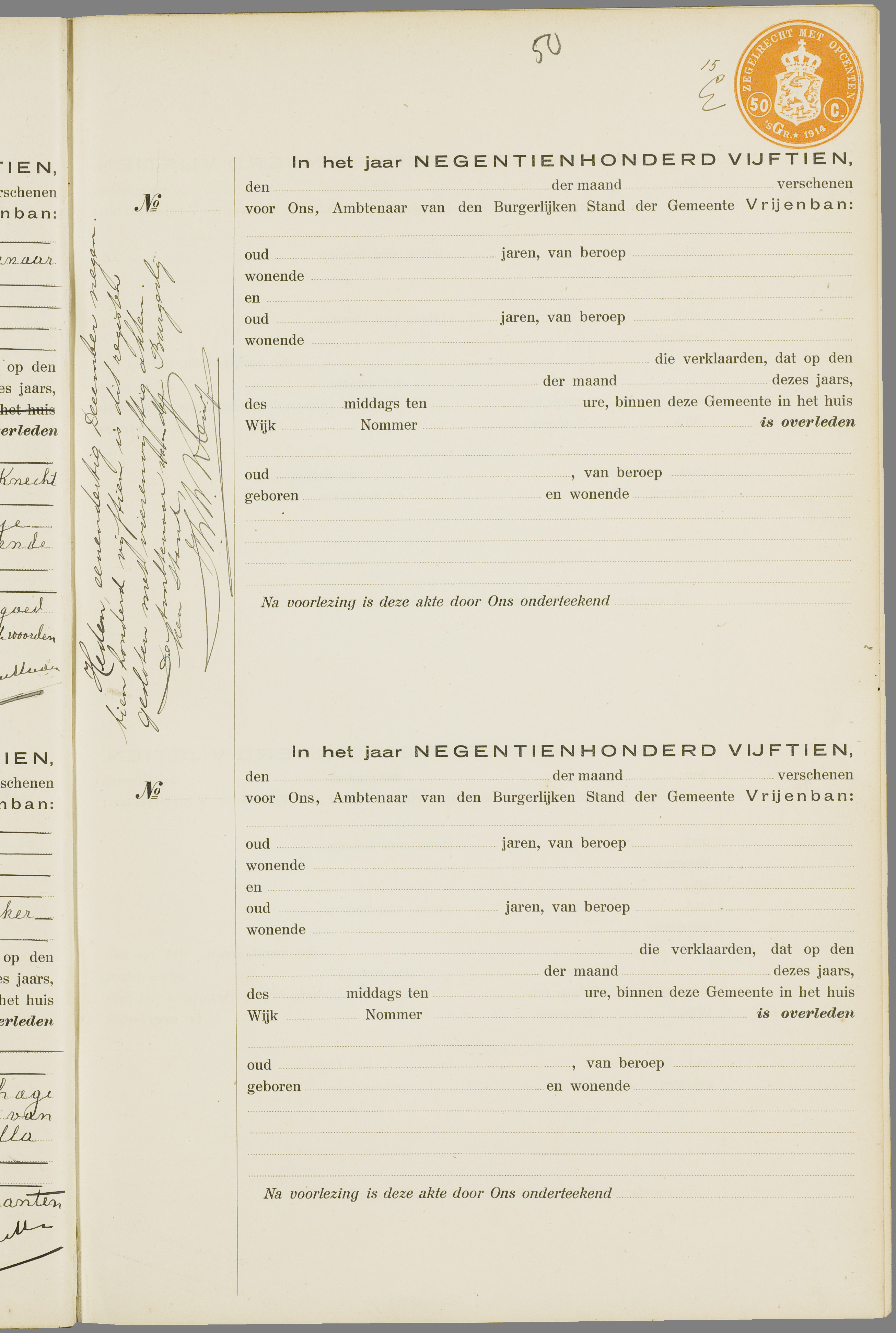 Scan 102 uit het bronpakket: Vrijenban: overlijdensakten 1913–1920