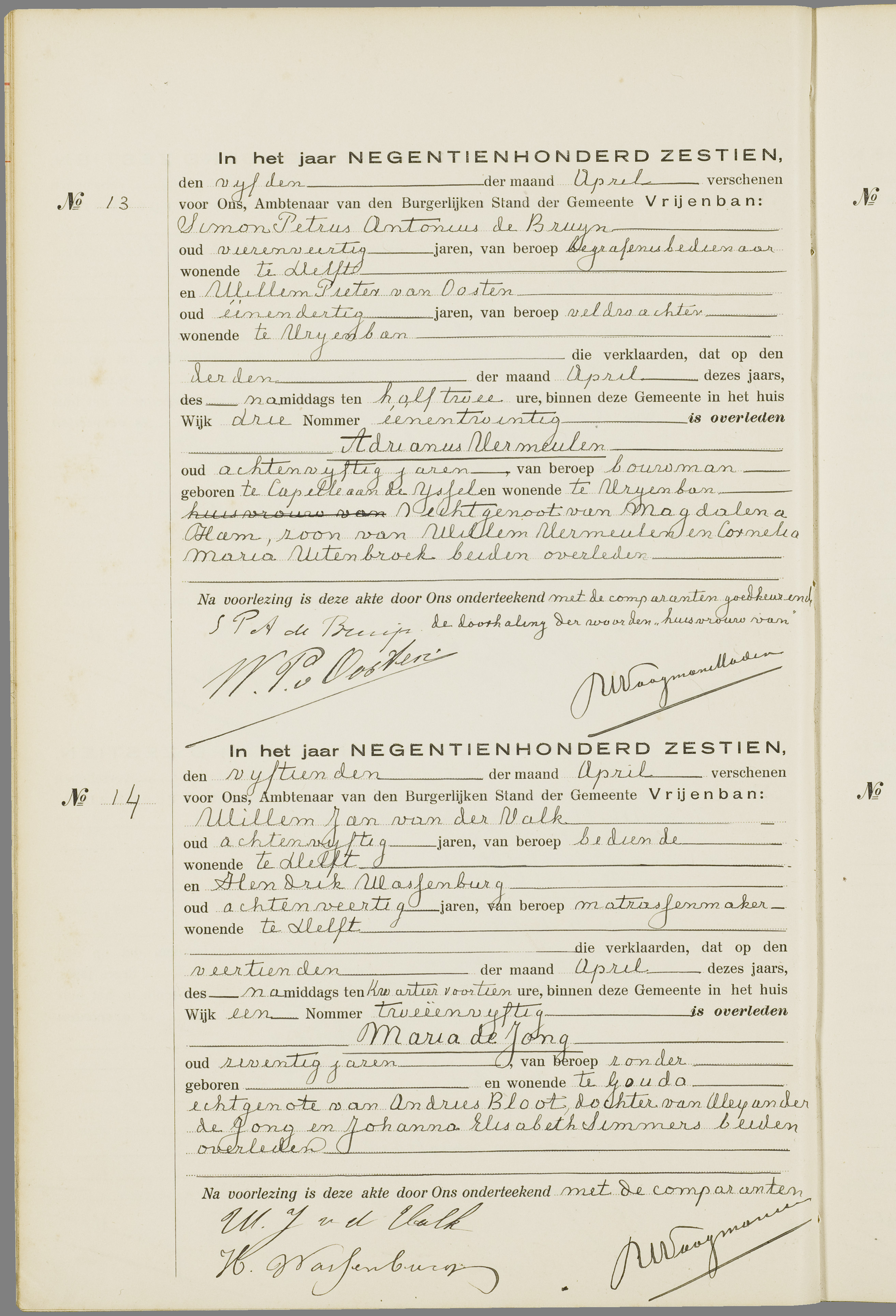 Scan 115 uit het bronpakket: Vrijenban: overlijdensakten 1913–1920