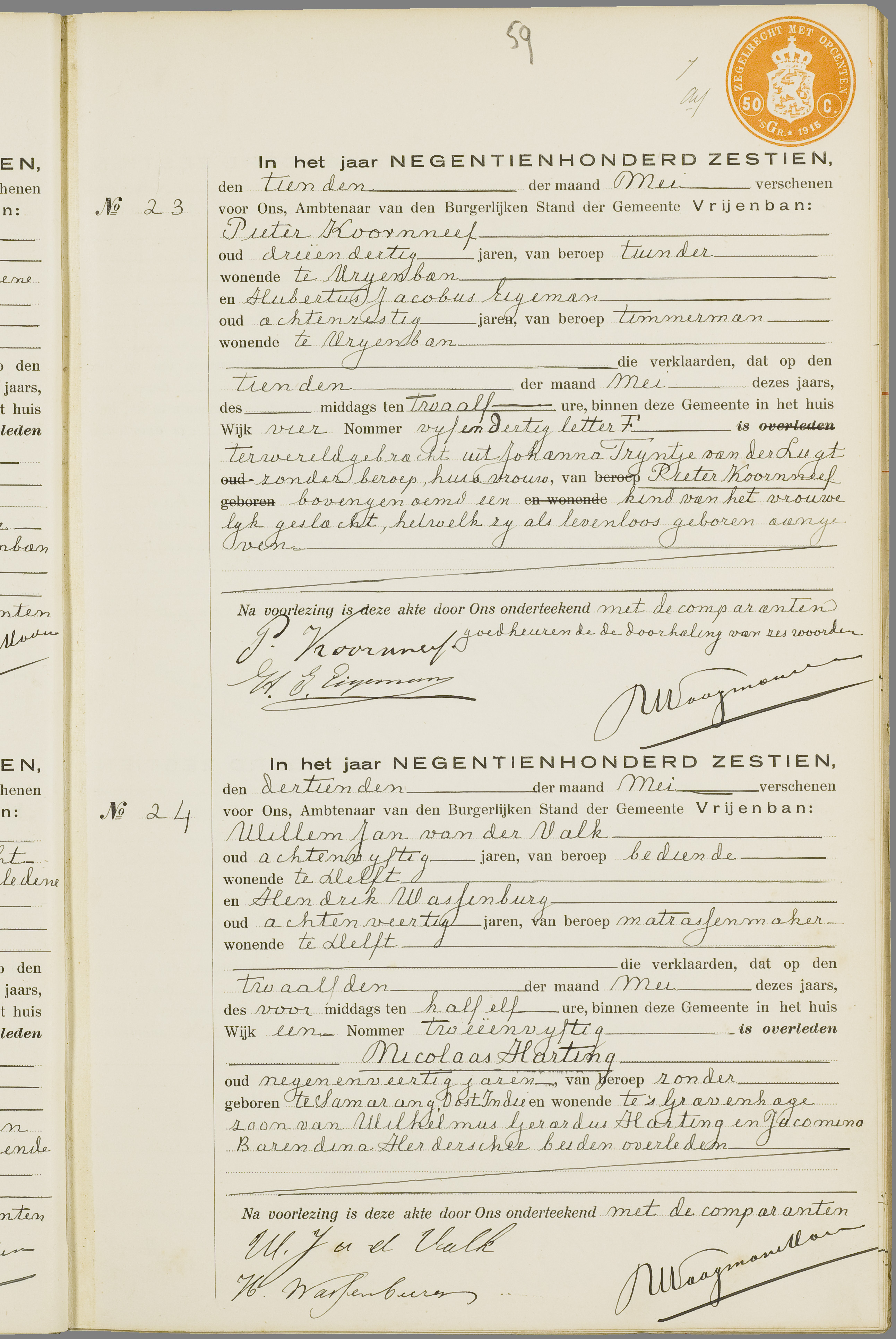 Scan 120 uit het bronpakket: Vrijenban: overlijdensakten 1913–1920