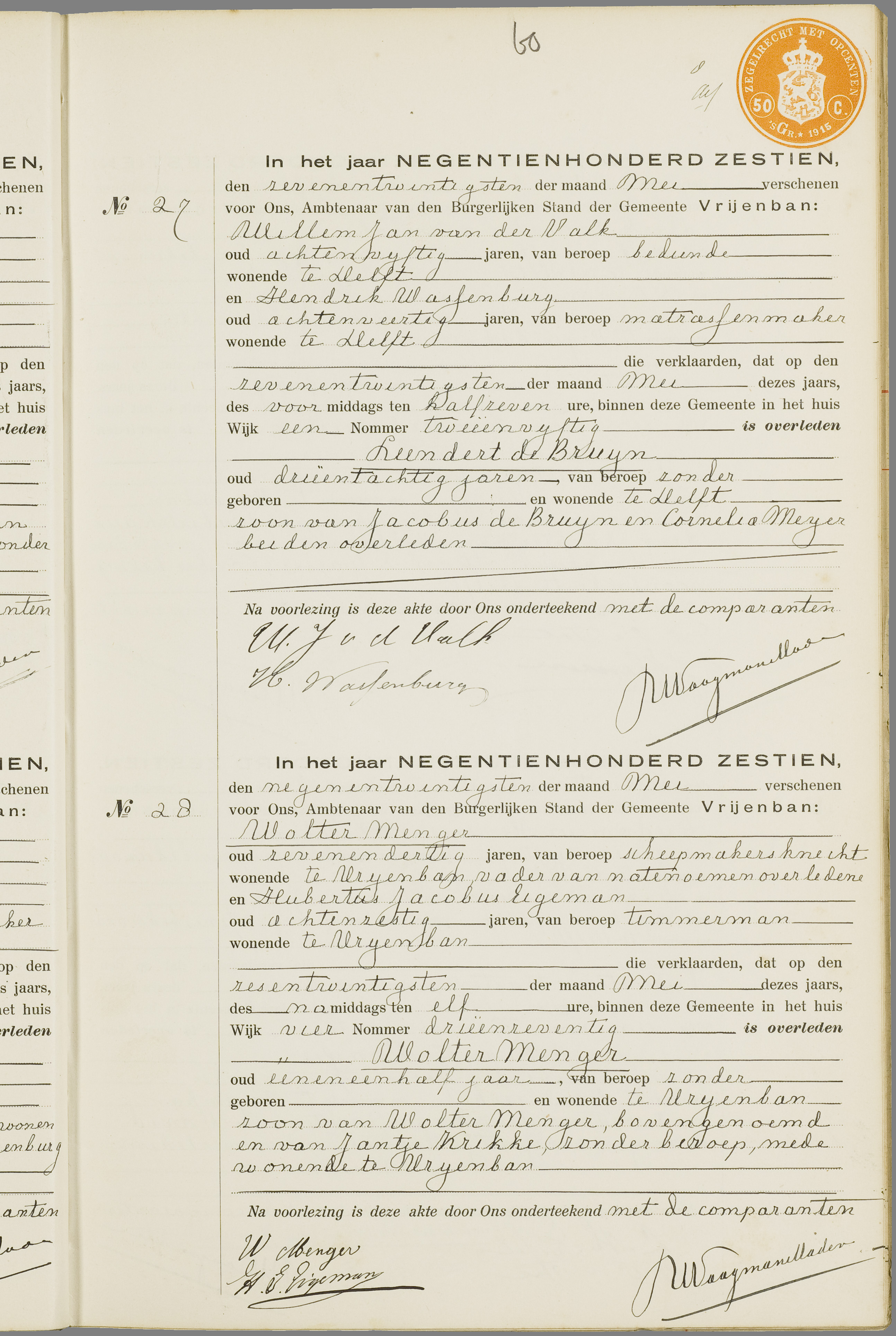 Scan 122 uit het bronpakket: Vrijenban: overlijdensakten 1913–1920
