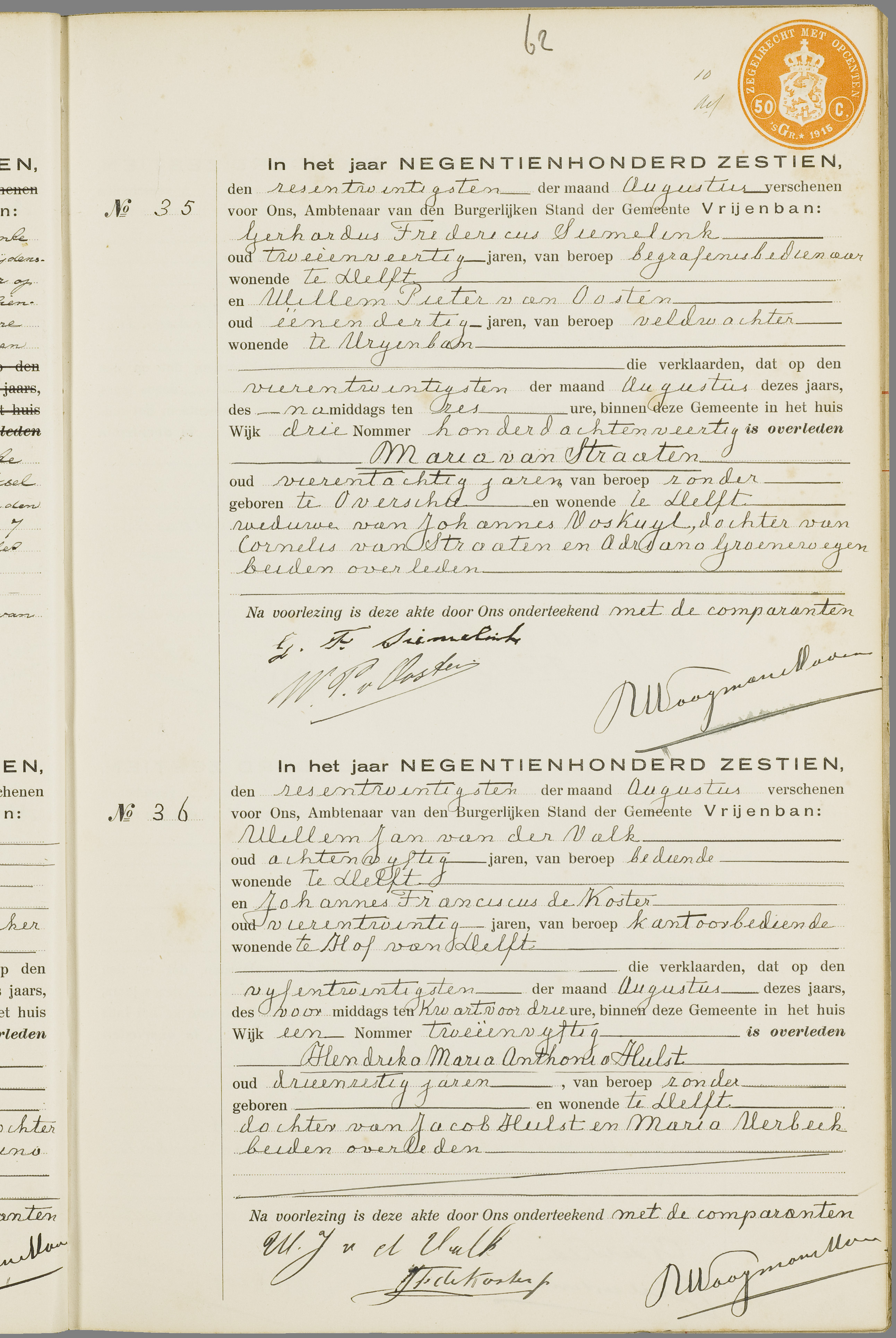 Scan 126 uit het bronpakket: Vrijenban: overlijdensakten 1913–1920