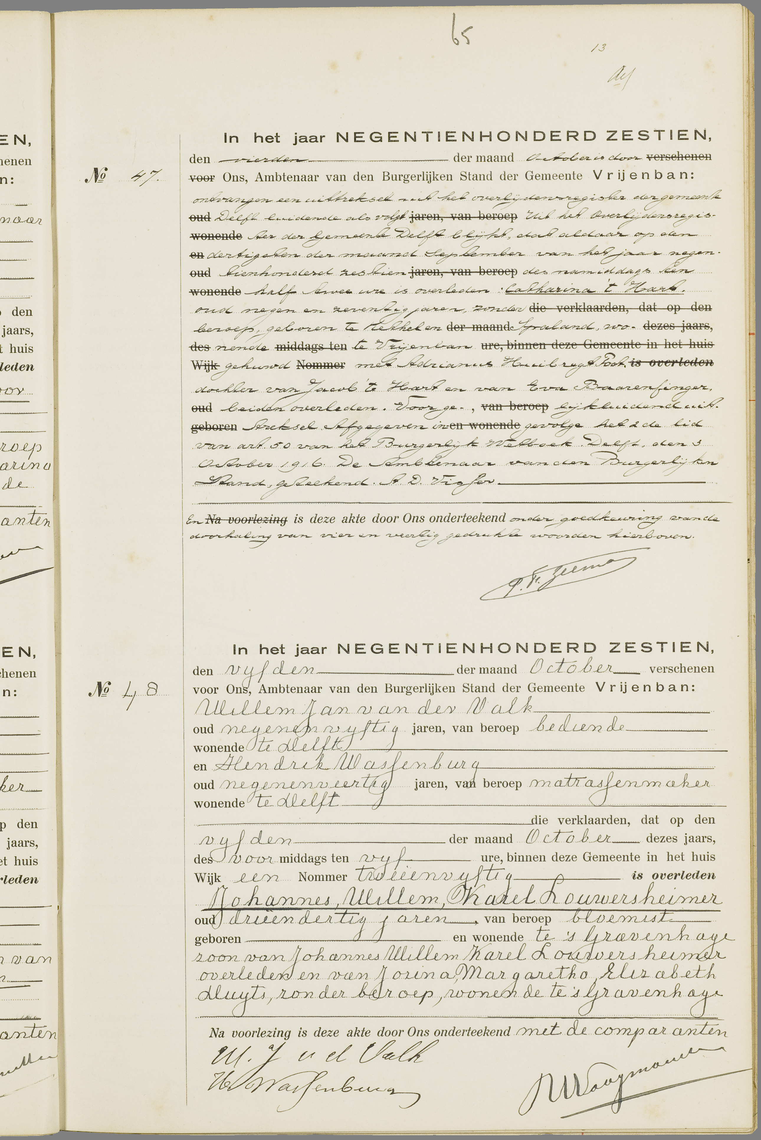 Scan 132 uit het bronpakket: Vrijenban: overlijdensakten 1913–1920