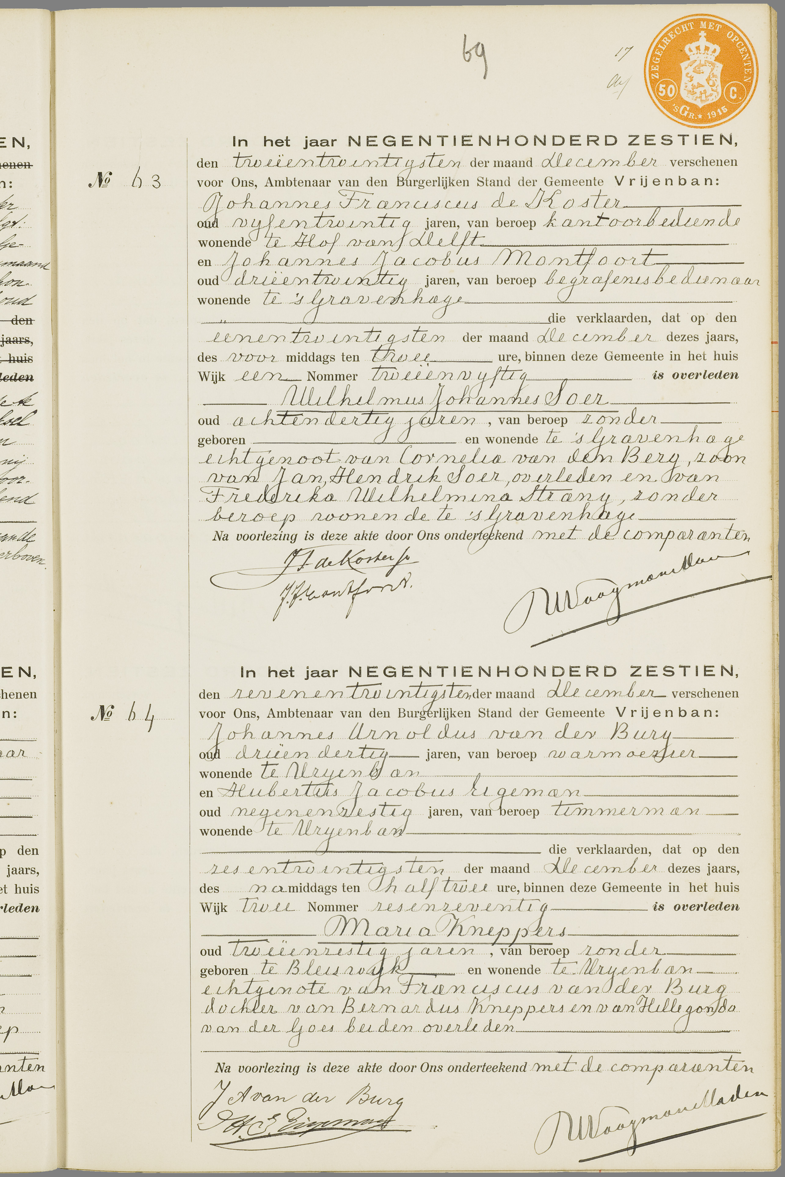 Scan 140 uit het bronpakket: Vrijenban: overlijdensakten 1913–1920