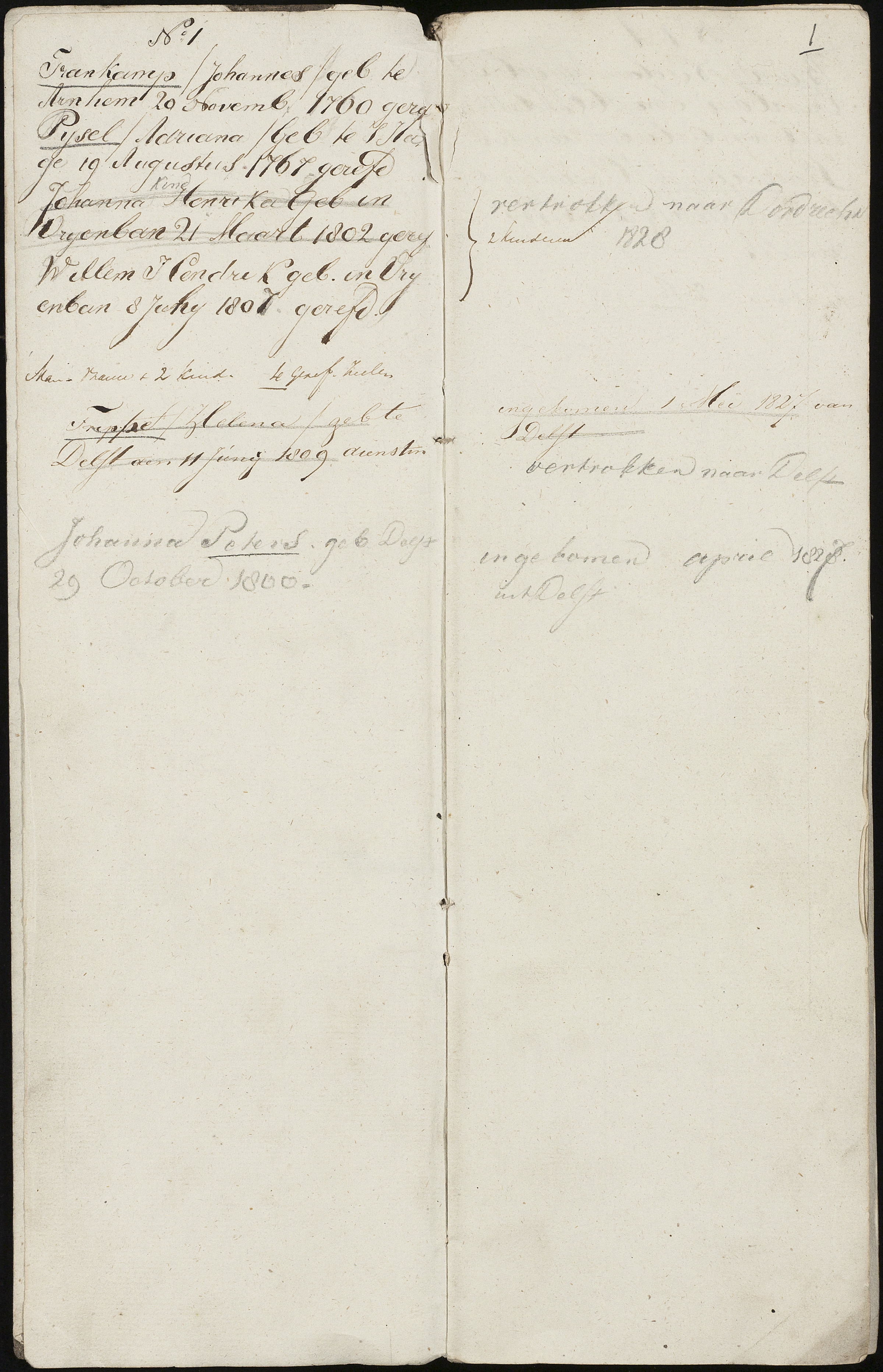 Scan 3 uit het bronpakket: Vrijenban: register van ingezetenen 1825–1828