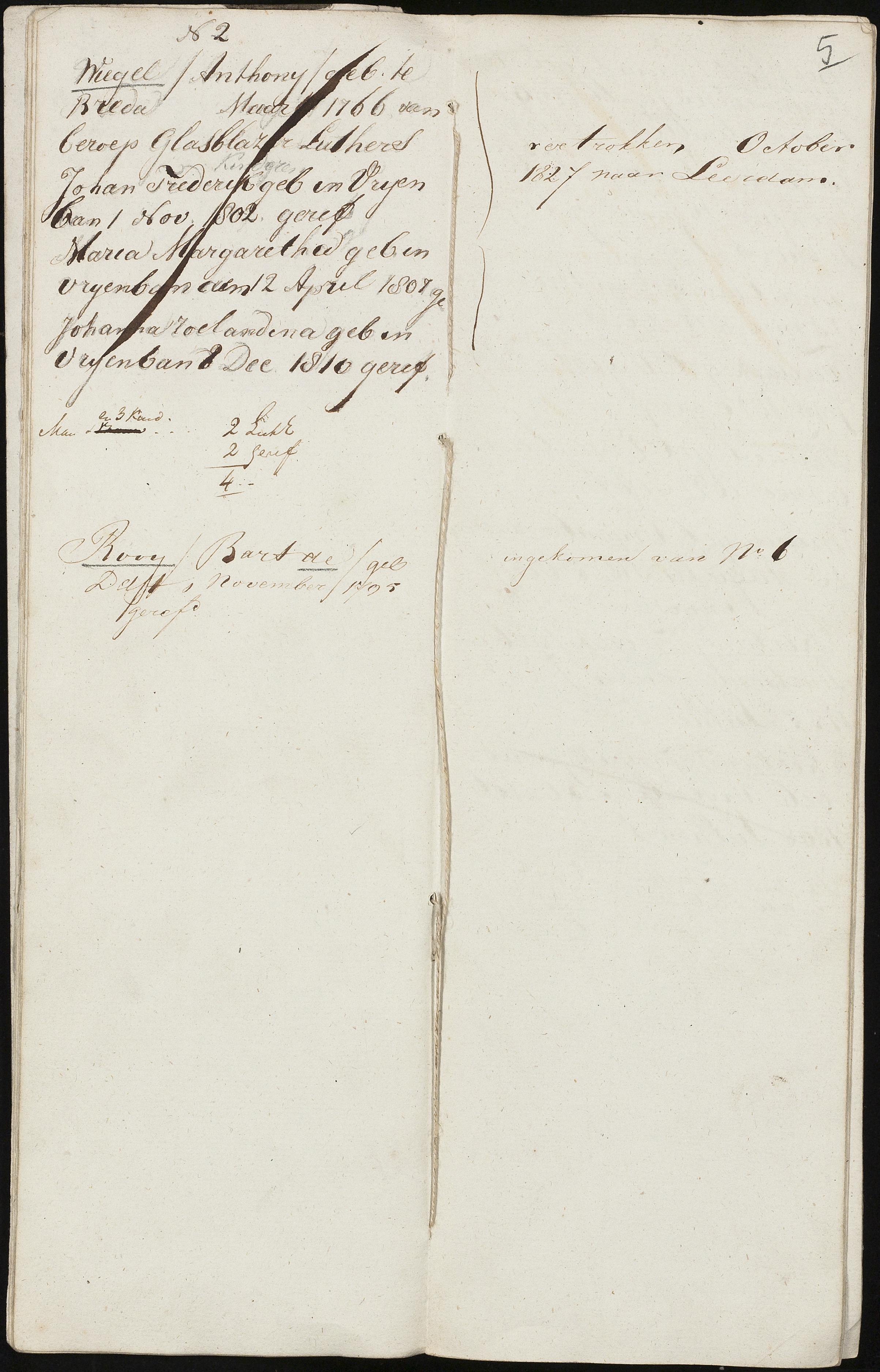 Scan 7 uit het bronpakket: Vrijenban: register van ingezetenen 1825–1828
