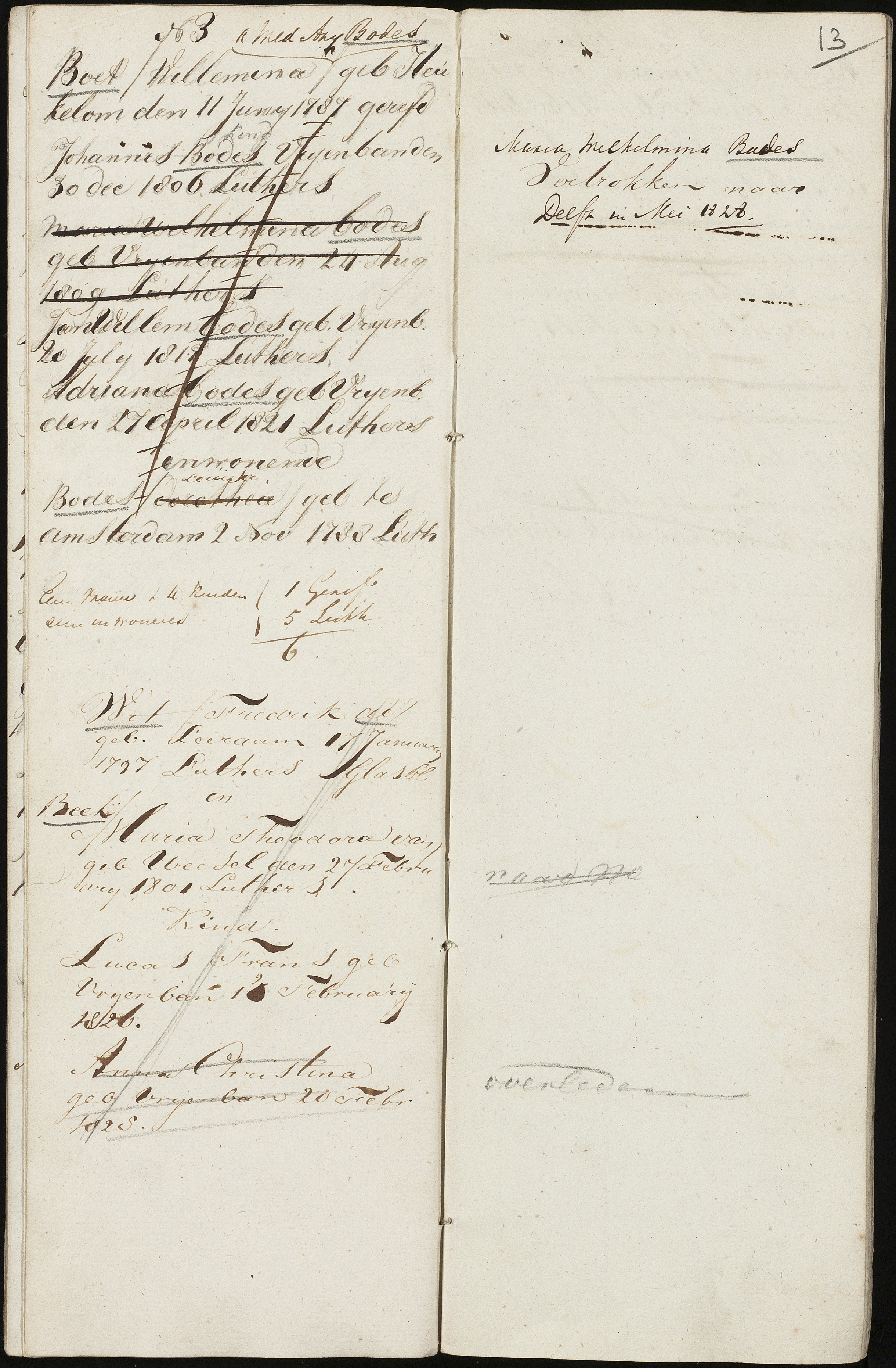 Scan 15 uit het bronpakket: Vrijenban: register van ingezetenen 1825–1828