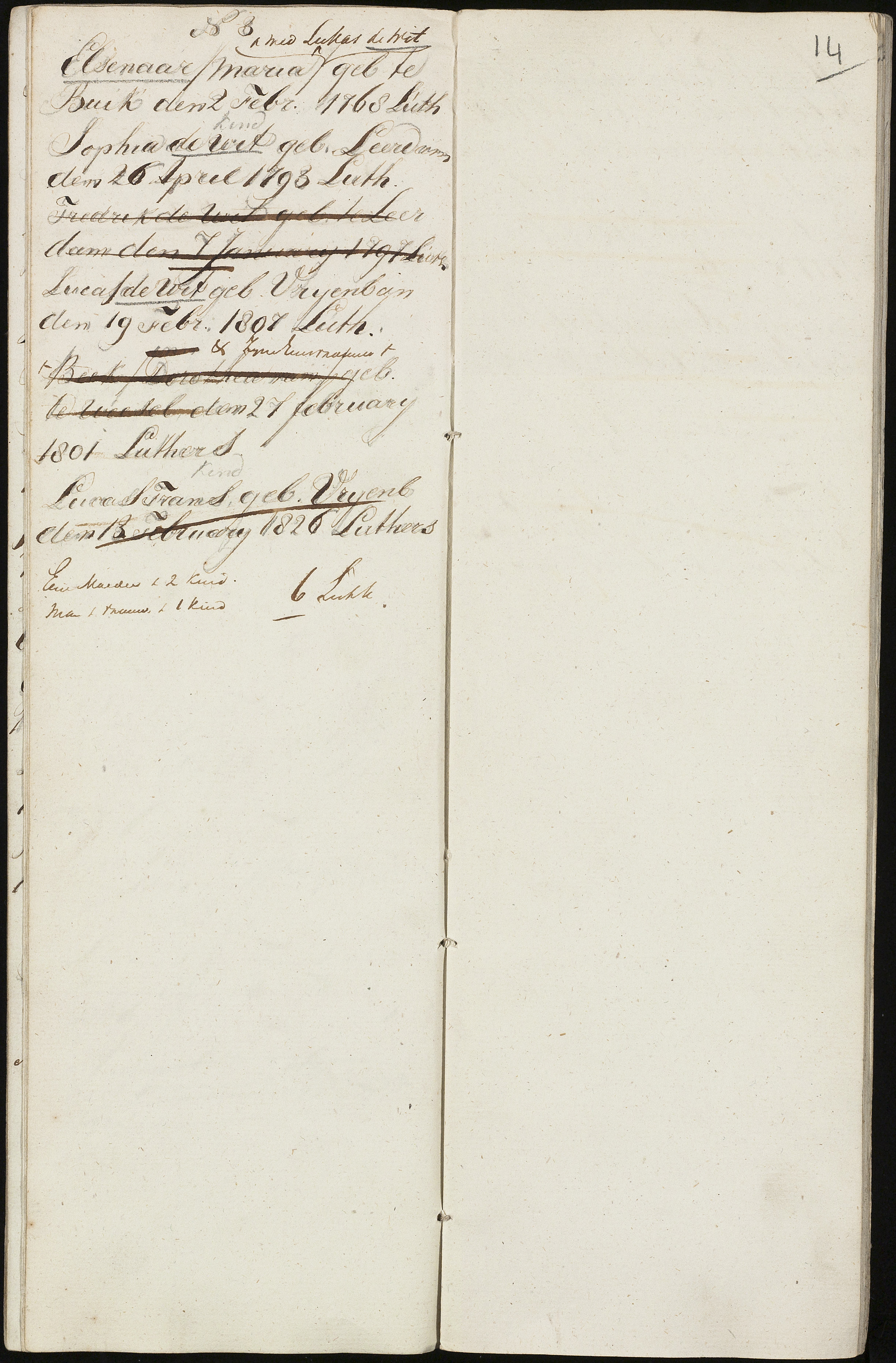 Scan 16 uit het bronpakket: Vrijenban: register van ingezetenen 1825–1828