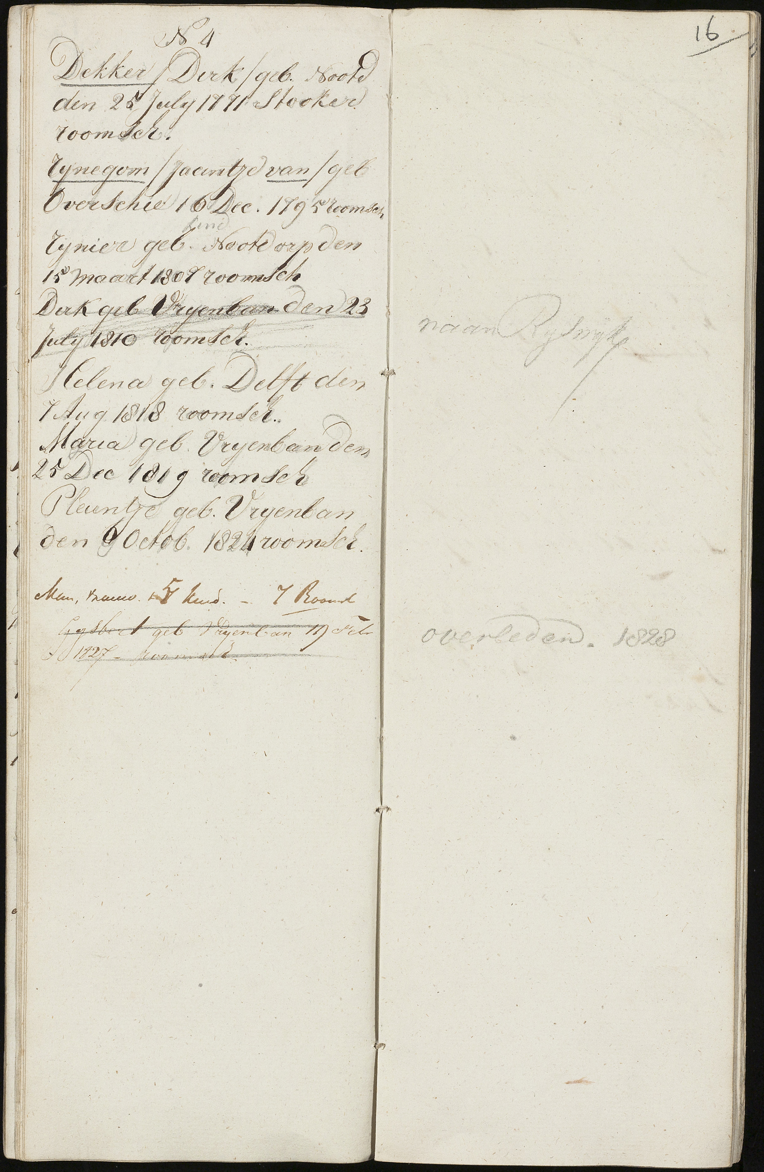 Scan 18 uit het bronpakket: Vrijenban: register van ingezetenen 1825–1828